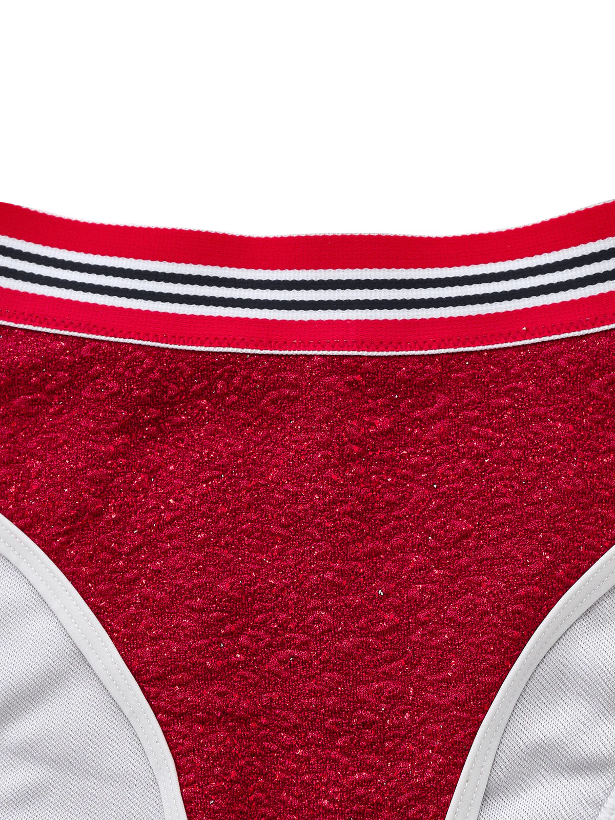 Red 1980s Glitter Halter High Waist Bikini Set - Image 6
