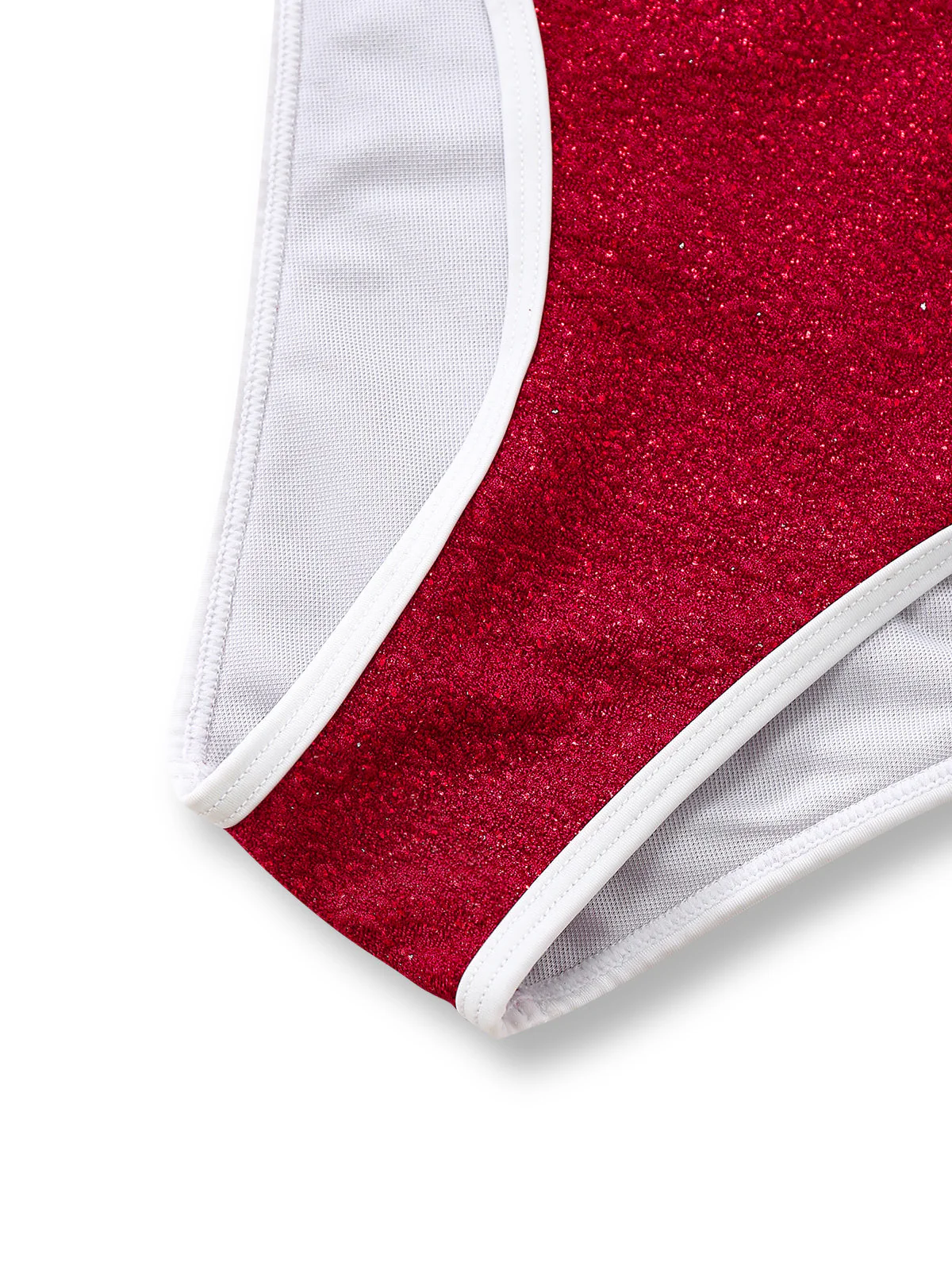 Red 1980s Glitter Halter High Waist Bikini Set - Image 7