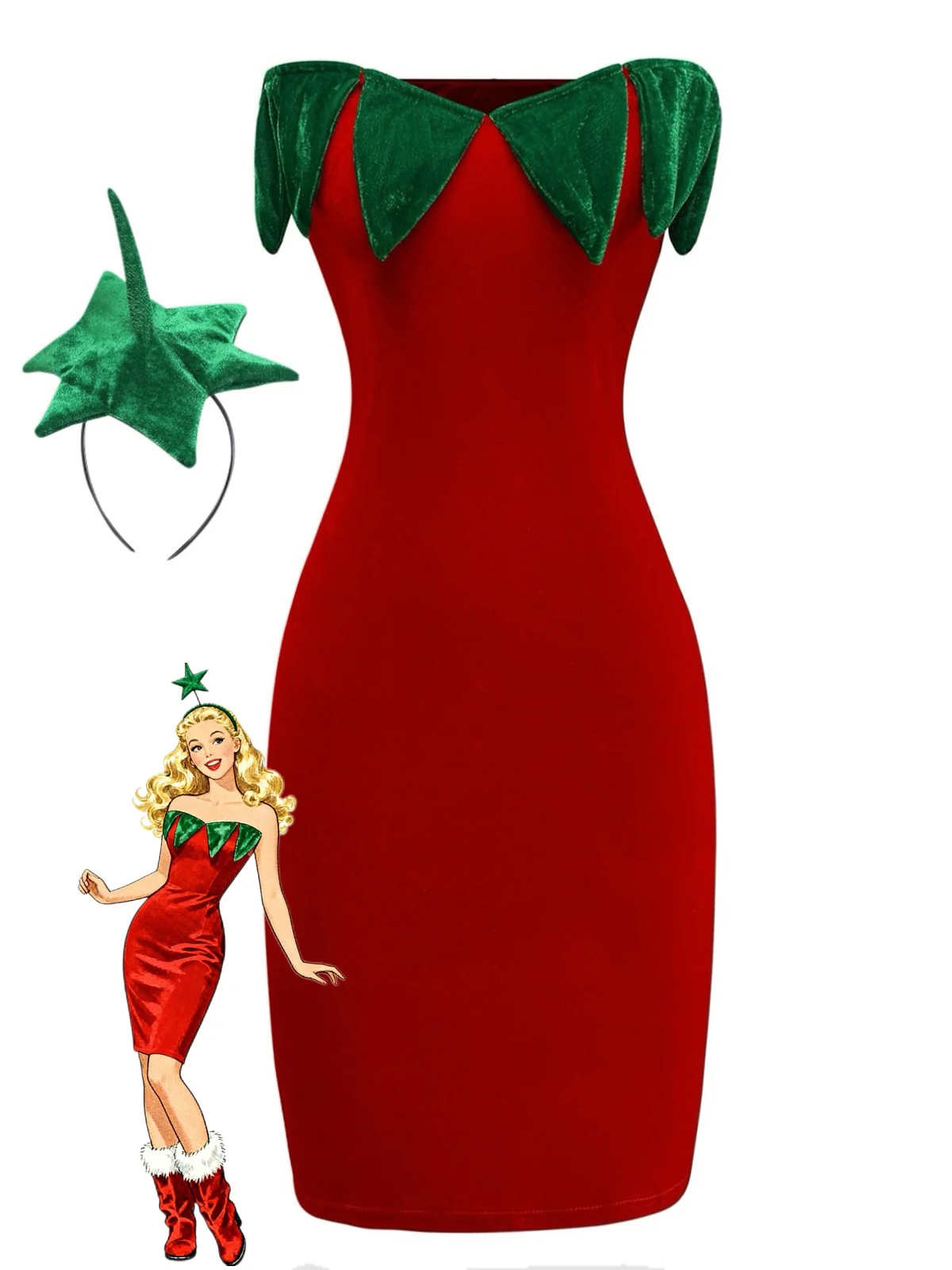 Red 1980s Strawberry Tube Mini Costume Dress