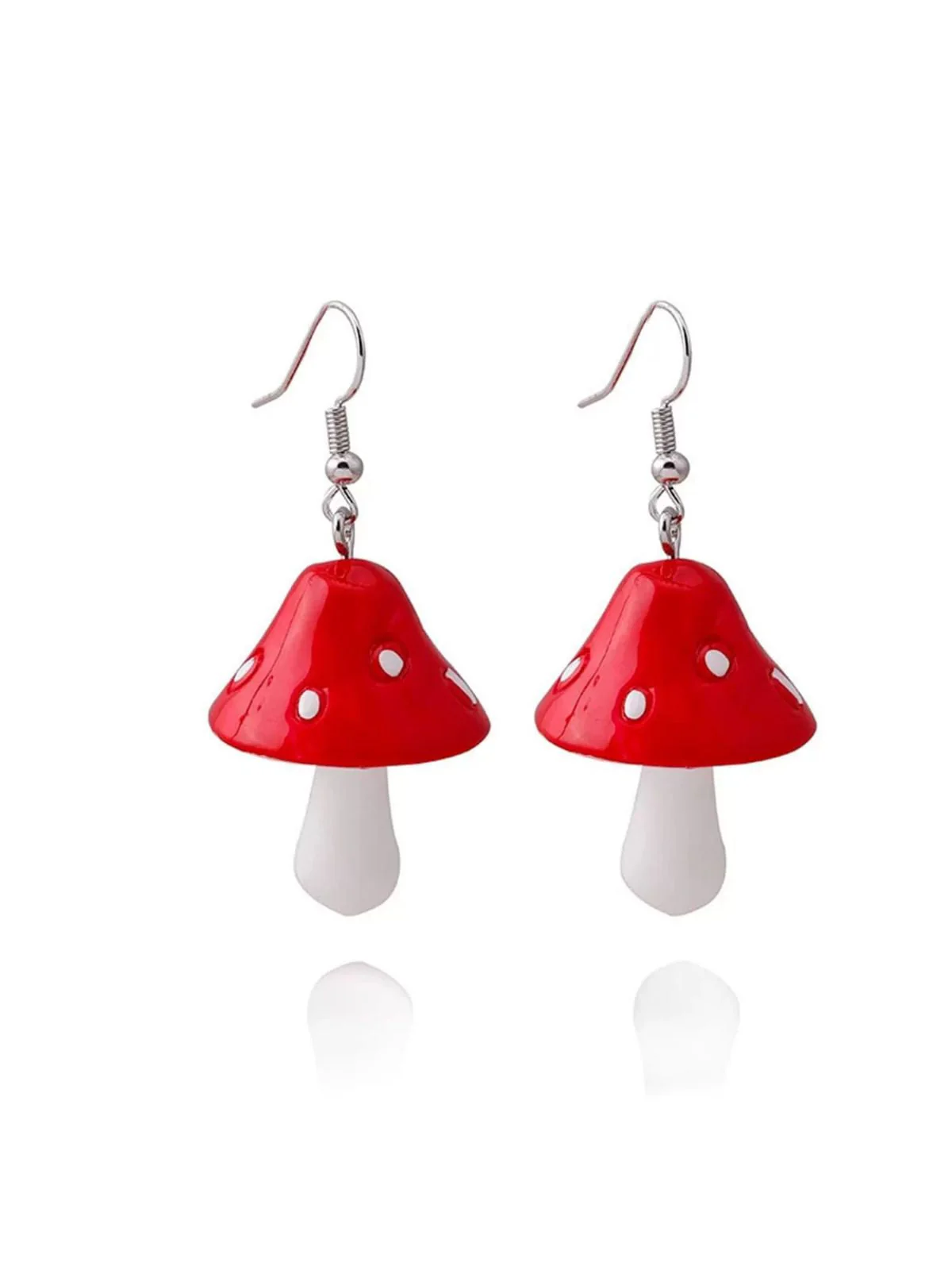 Red 3D Mushroom Resin Vintage Drop Earrings