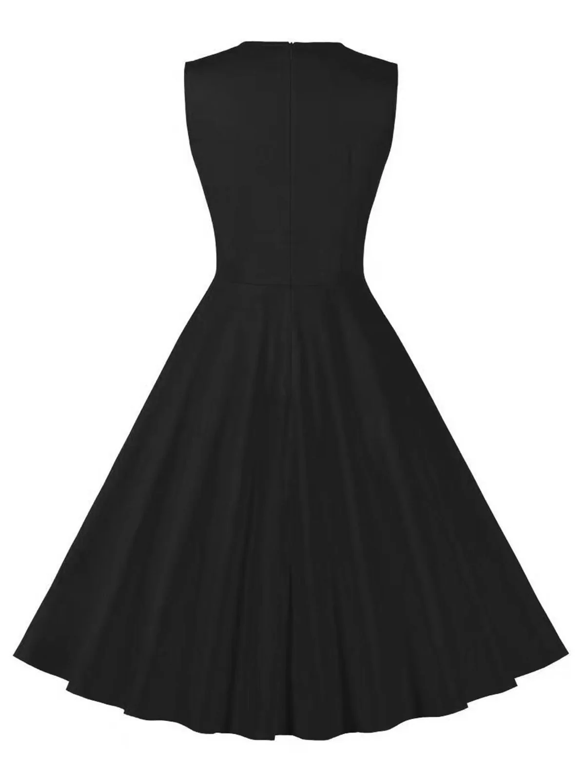 Red & Black 1950s Plaid V-Neck Dress - Image 4