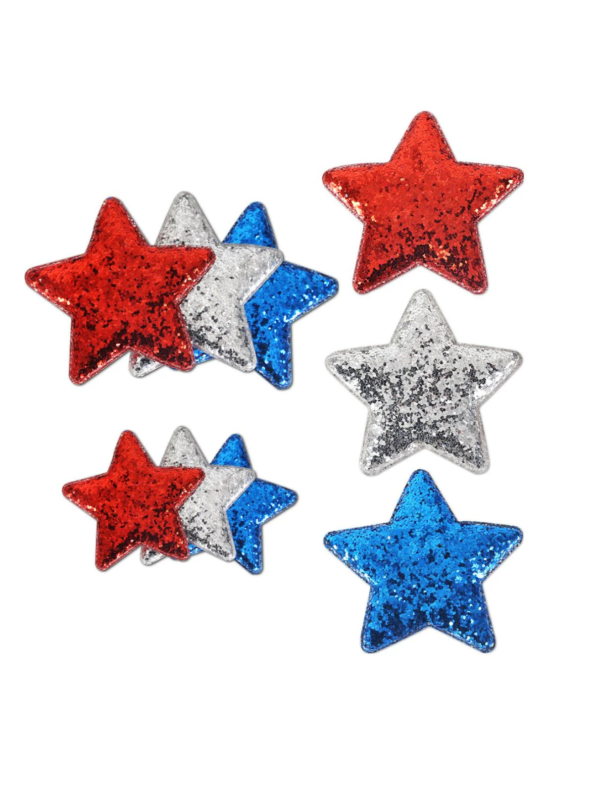 Red & Blue & White Sequined Star Hair Clip - Image 3