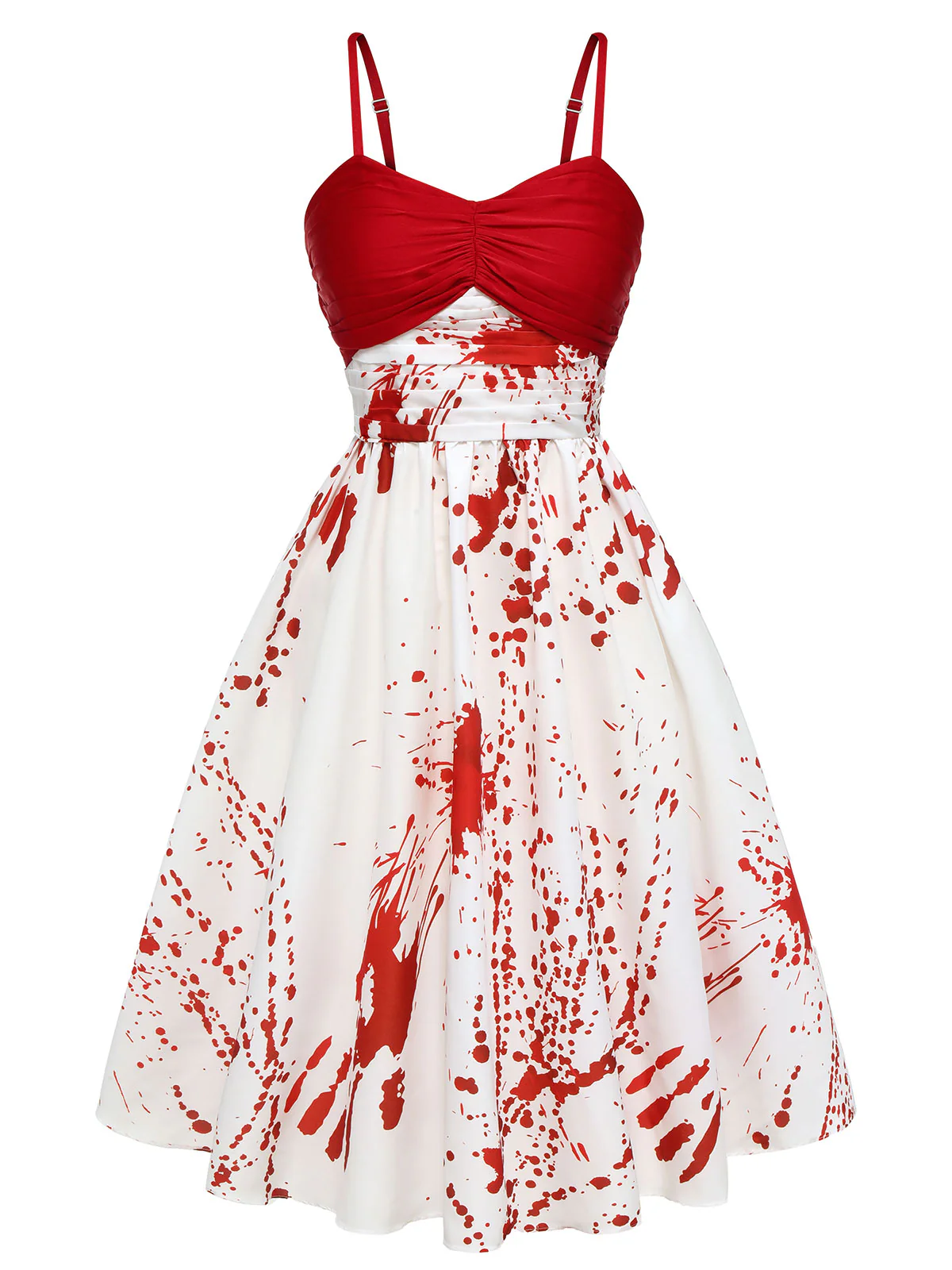 Red&White 1950s Halloween Blood Dress - Image 2