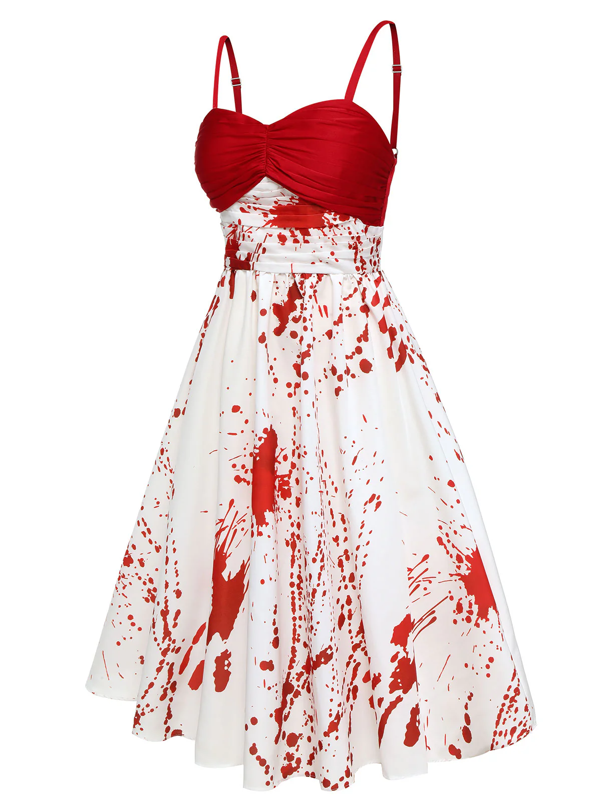 Red&White 1950s Halloween Blood Dress - Image 3