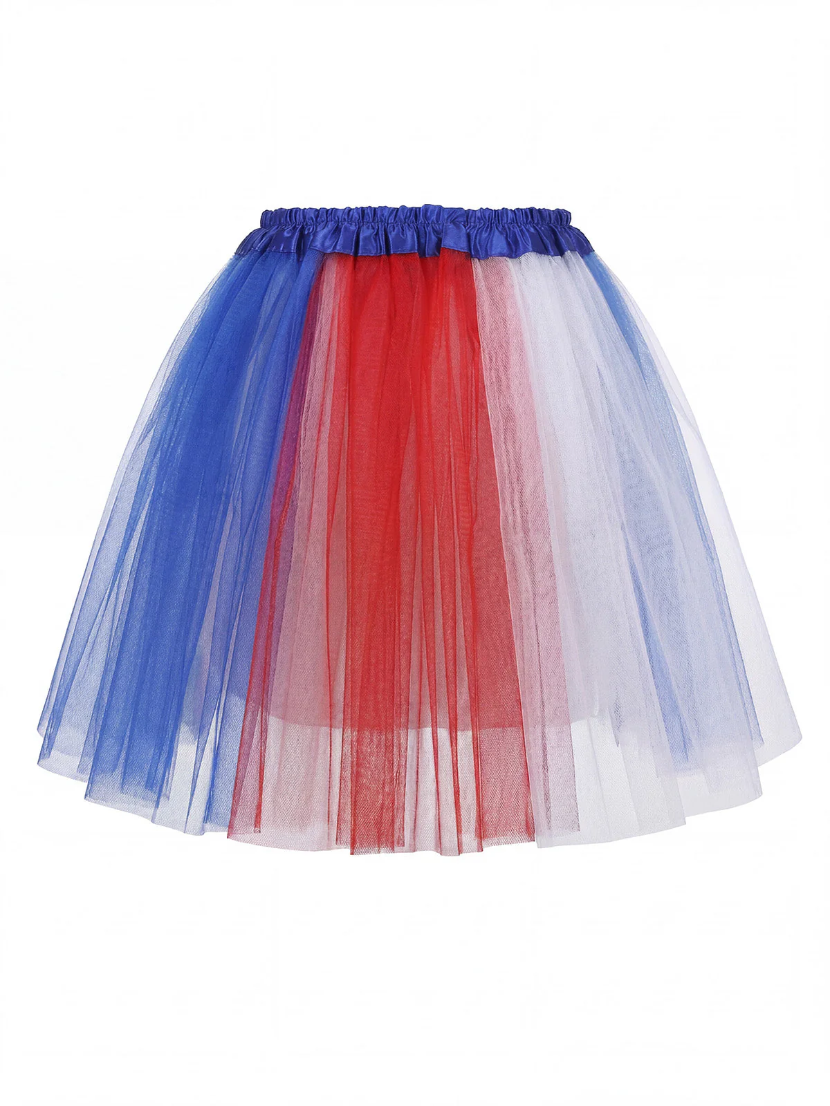 Red & White & Blue Layered Tulle Mini Skirt