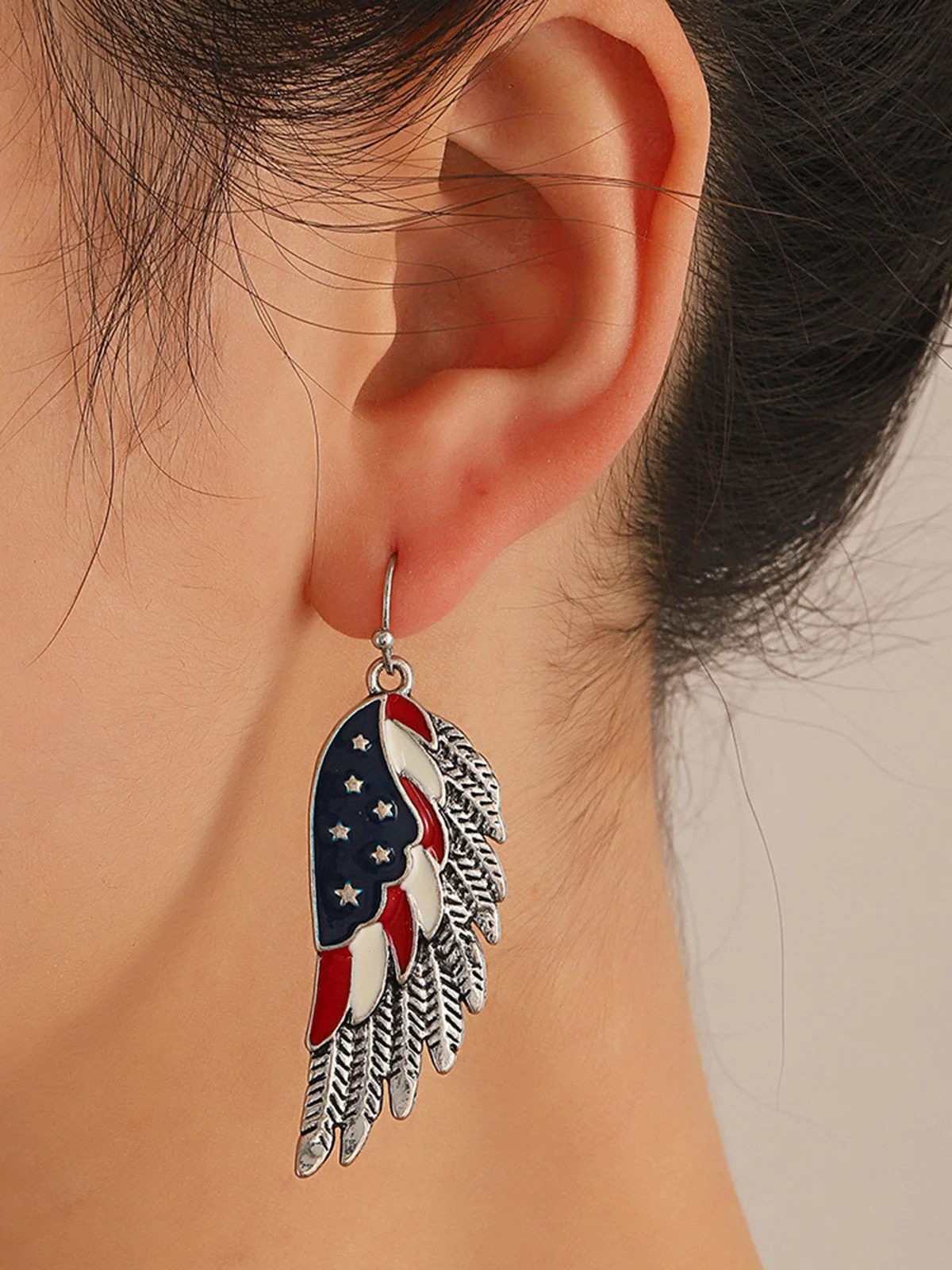 Red & White & Blue Sequins Drop Earrings - Image 3