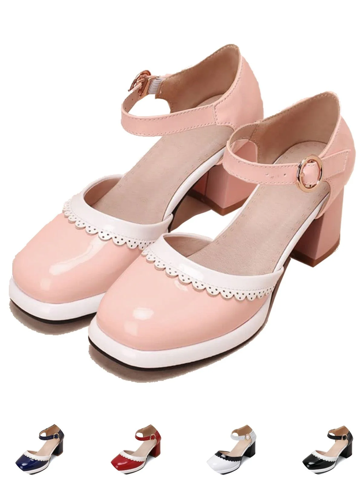 Retro Ankle Strap High Heels Shoes