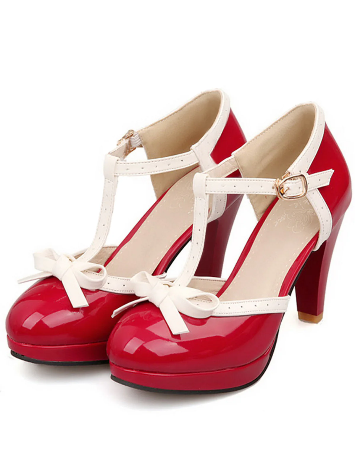 Retro Bow Décor High Heel Shoes - Image 2