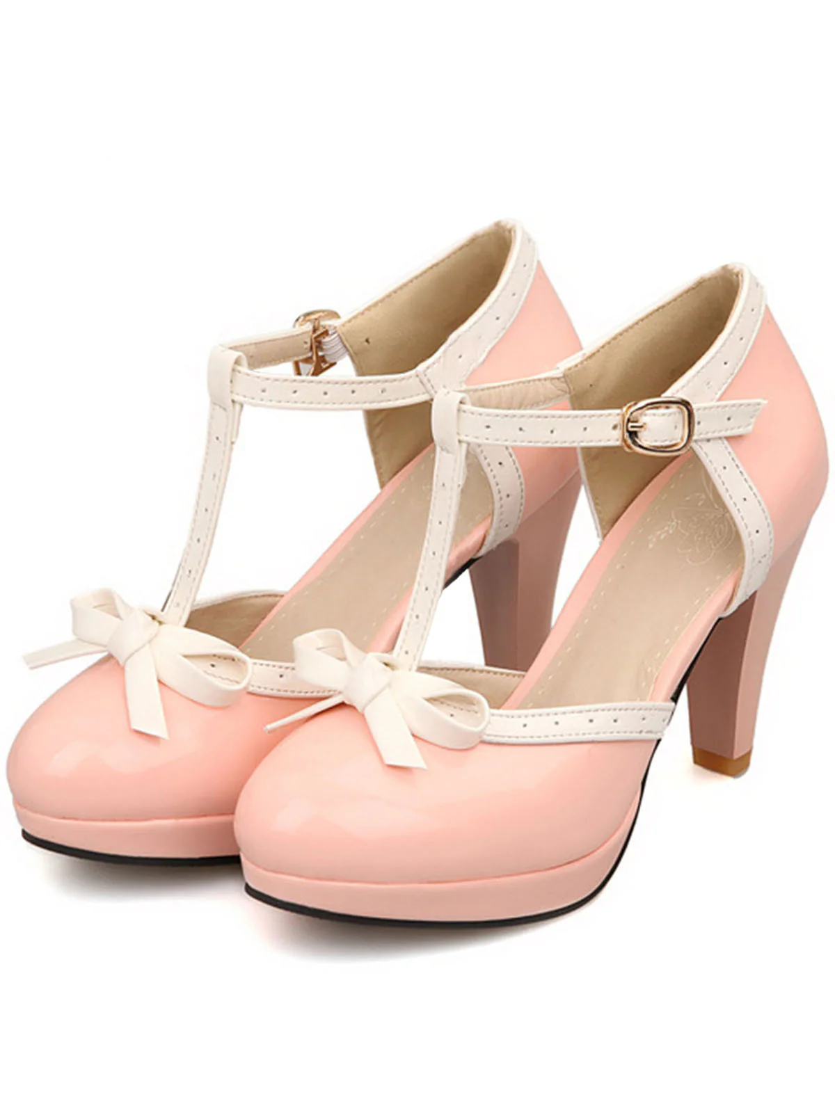 Retro Bow Décor High Heel Shoes - Image 5