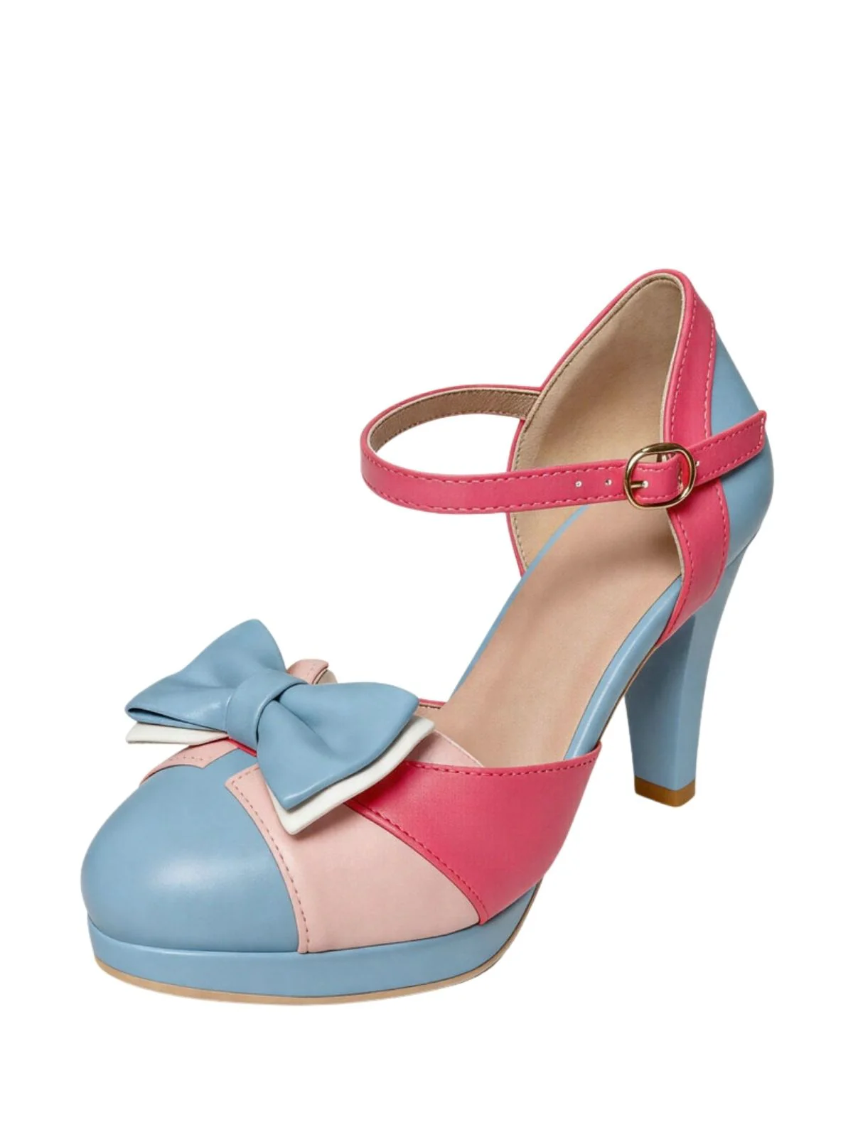 Retro Bow Mary Jane Mid Heeled Shoes - Image 5