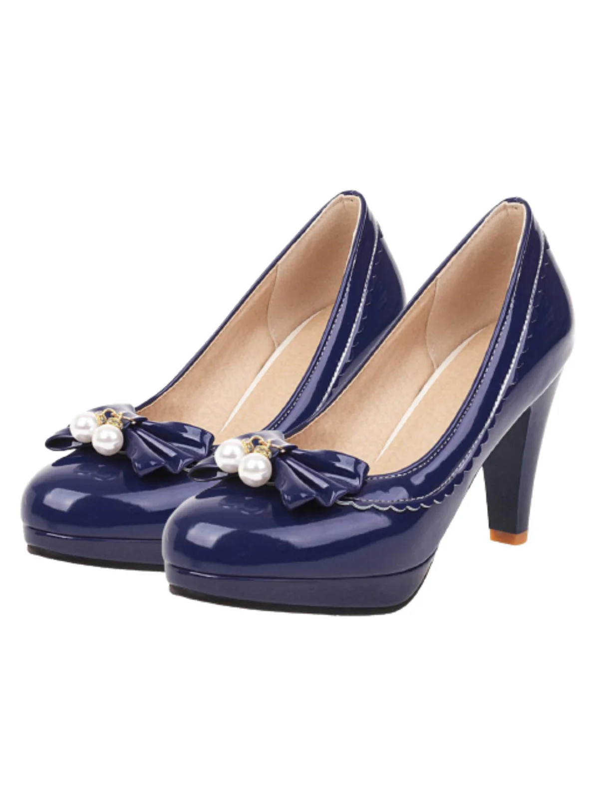 Retro Bow Pearl High Heels Shoes - Image 2