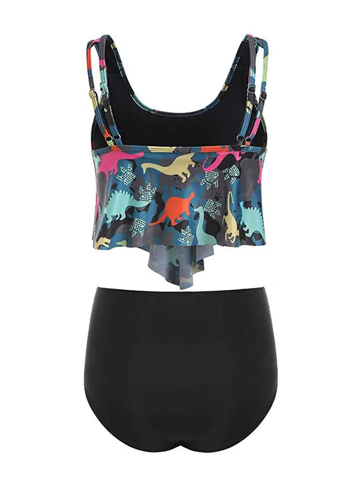 Dark Gray 1950s Retro Dinosaur Tankini Set - Image 2