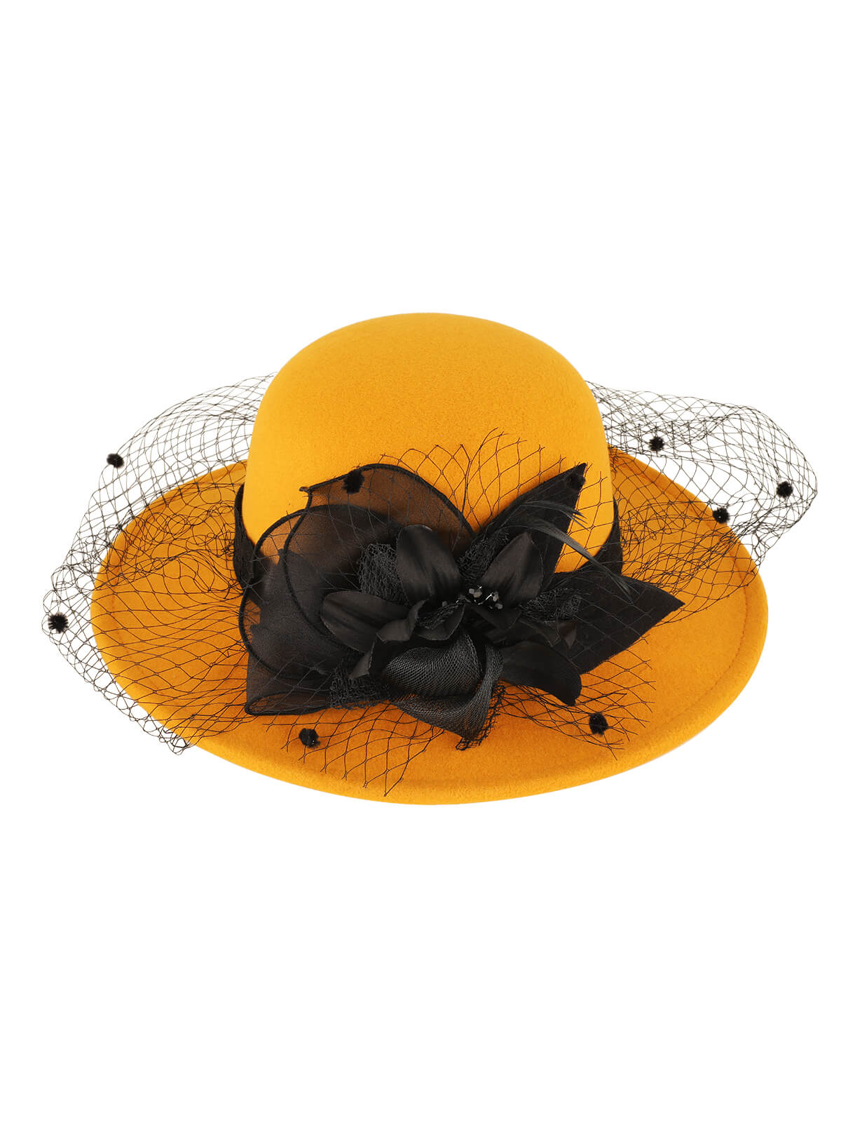 Retro Flower Net Round Top Hat - Image 15