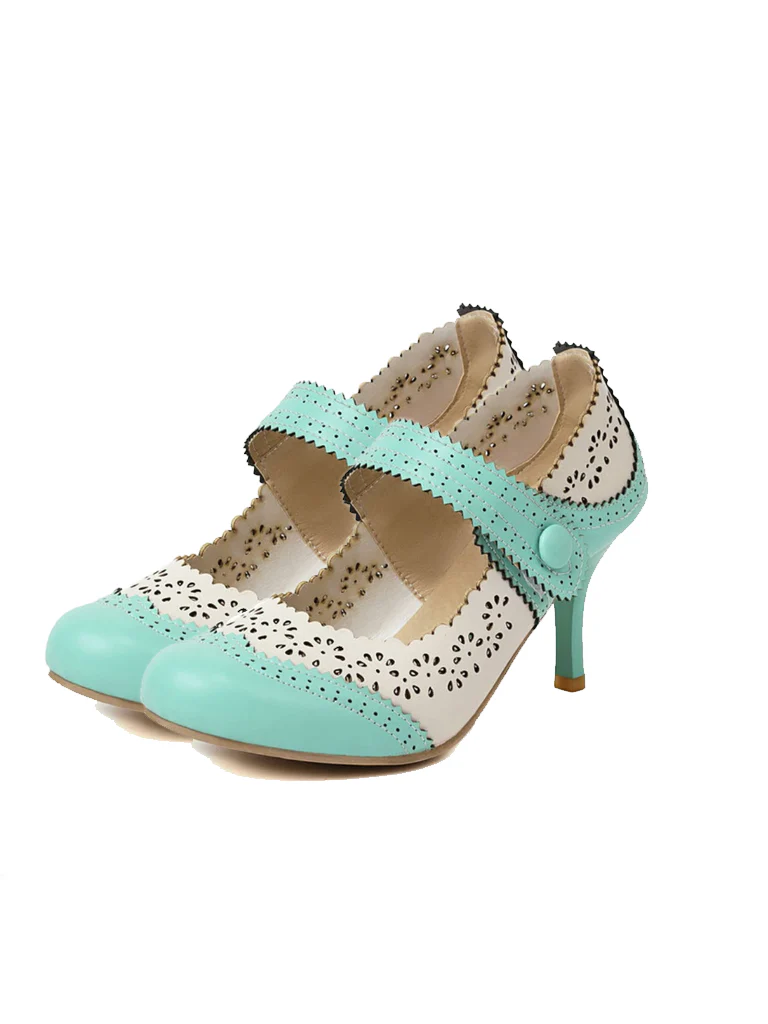 Retro Hollow Out Ankle Strap High Heels Shoes