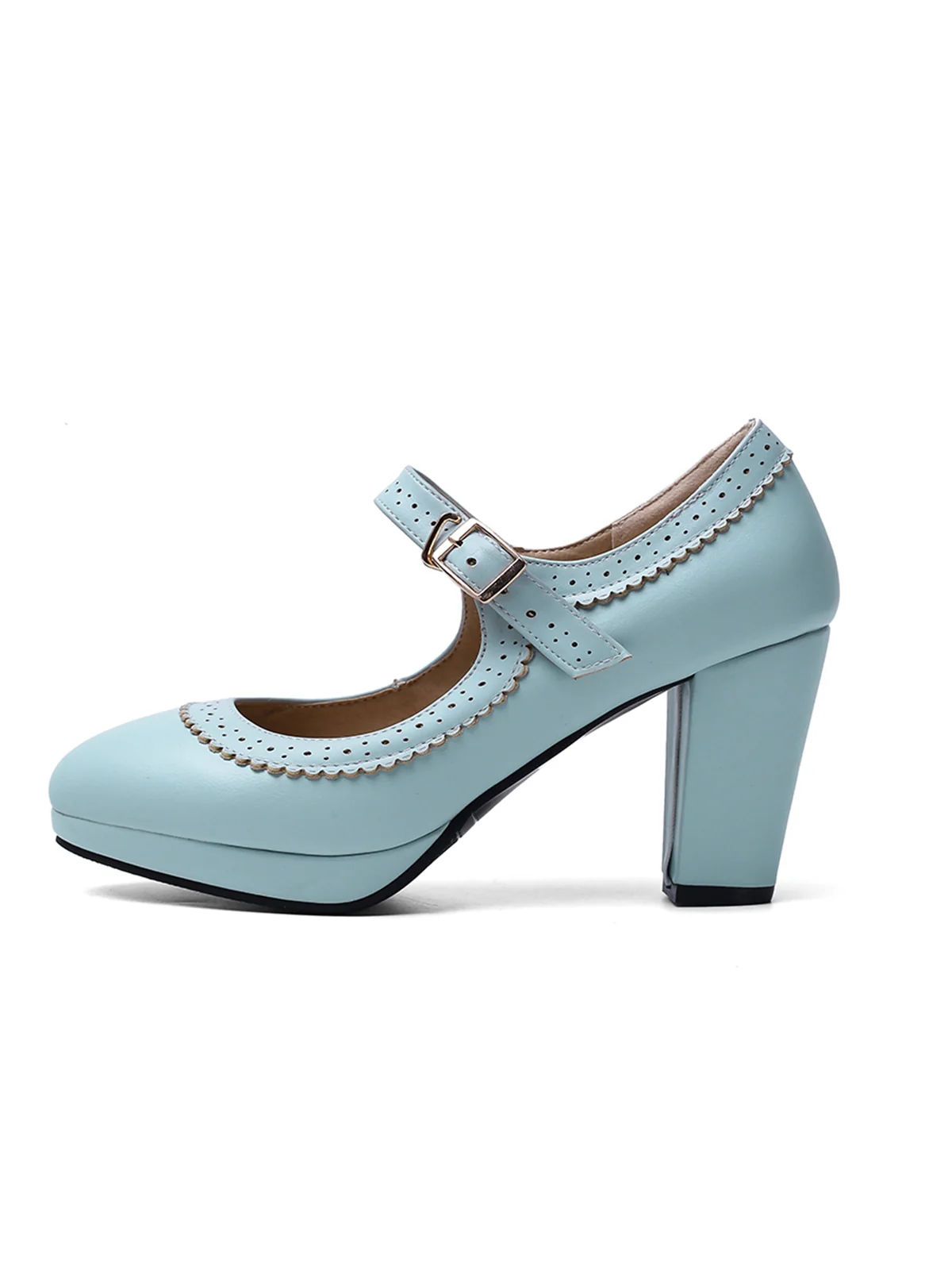 Retro Mary Jane Leather Chuny Heels - Image 13