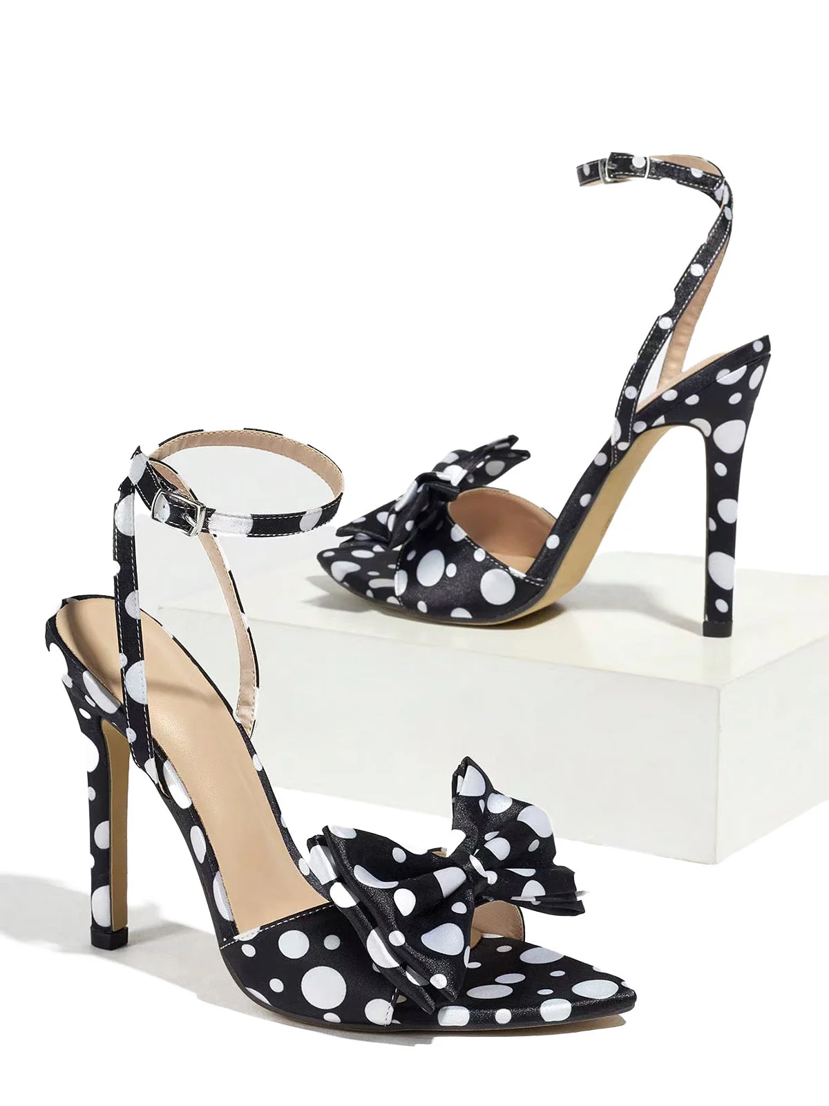 Retro Polka Dot Bow Tie High Heel Shoes