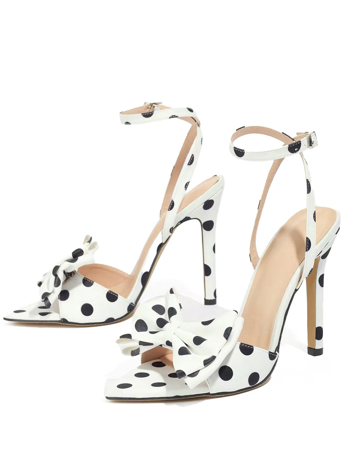 Retro Polka Dot Bow Tie High Heel Shoes - Image 7