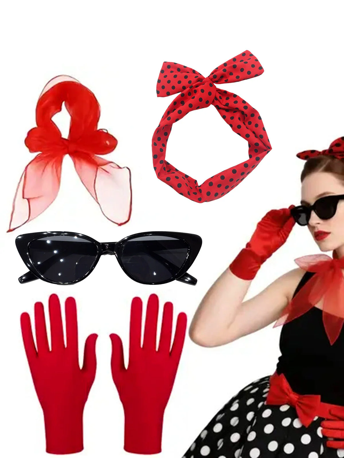 Retro Polka Dot Ladybug Cosplay Accessories Set - Image 2