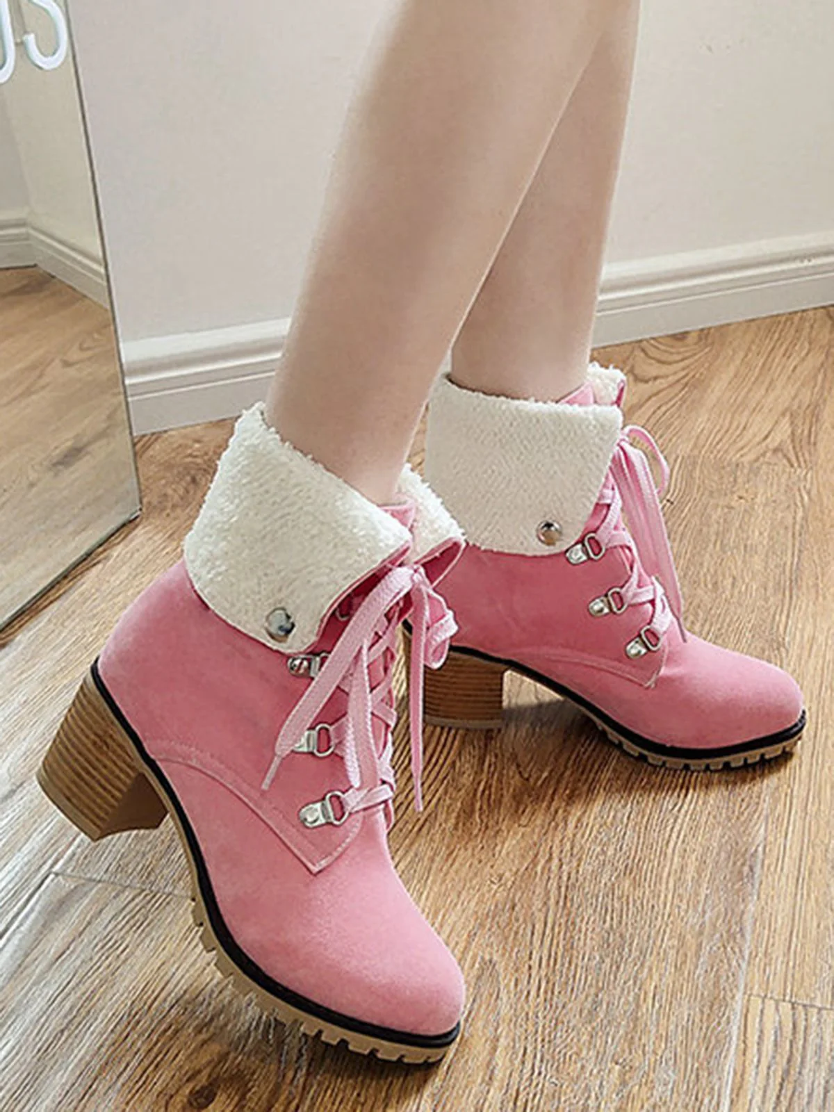 Retro Solid Lace-up Martin Boots - Image 15