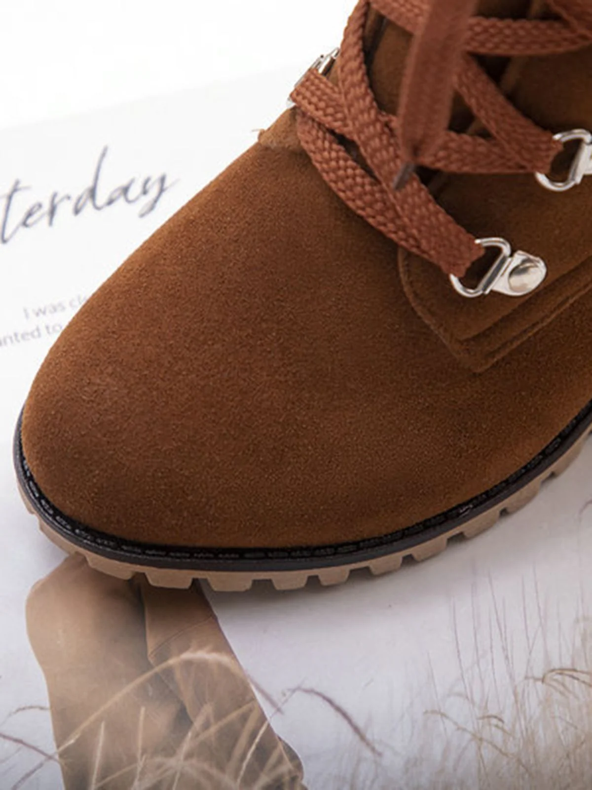 Retro Solid Lace-up Martin Boots - Image 19