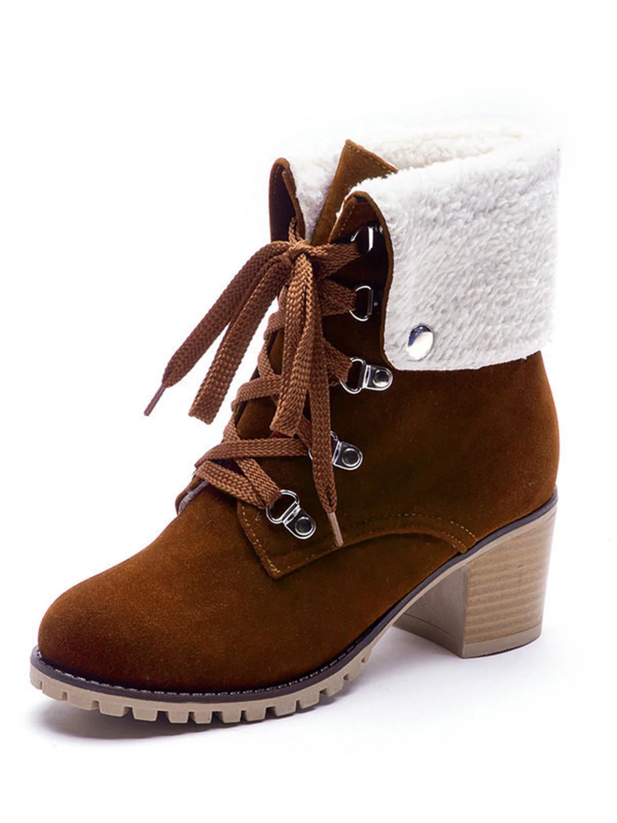 Retro Solid Lace-up Martin Boots - Image 2
