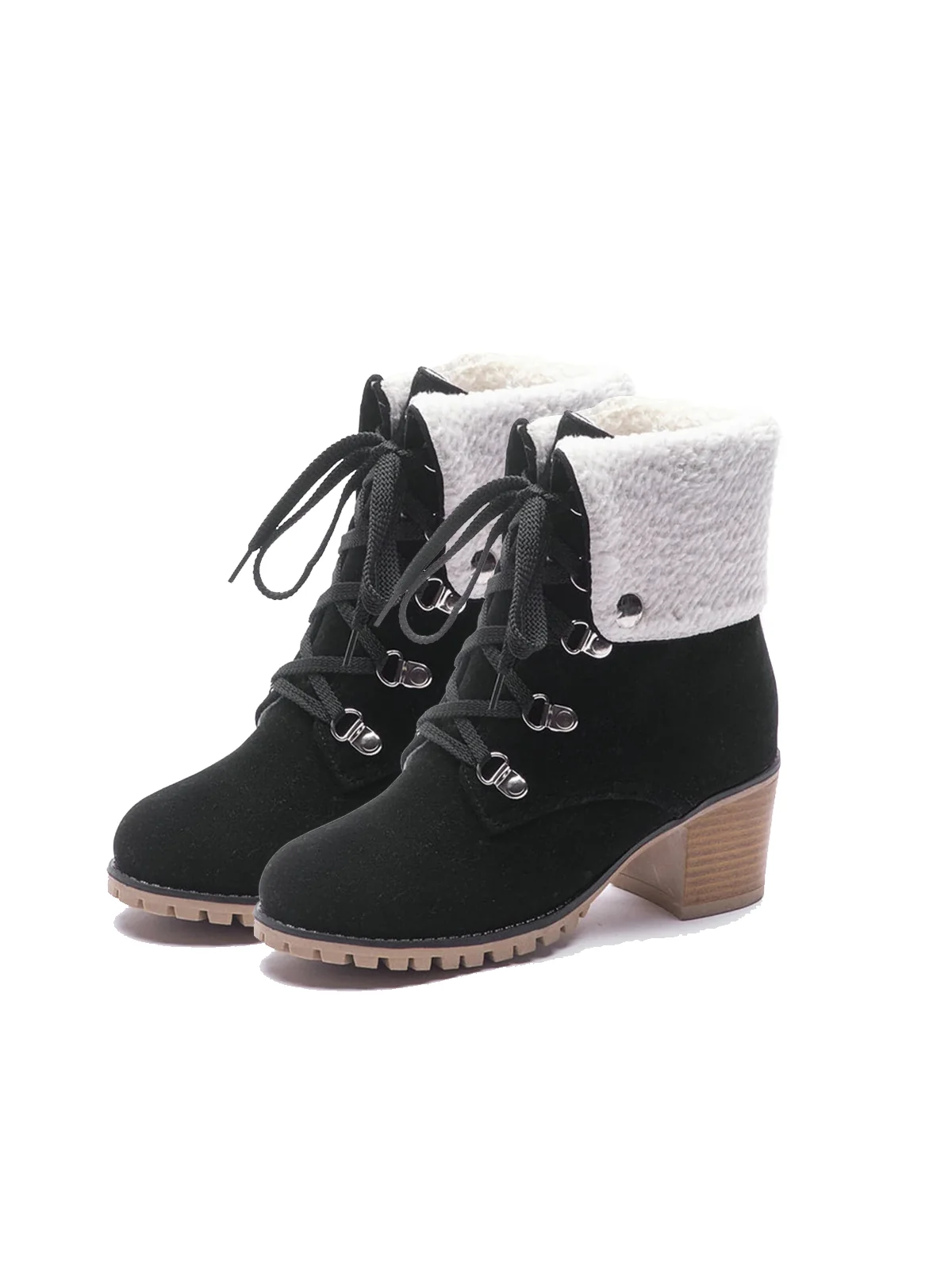 Retro Solid Lace-up Martin Boots - Image 6