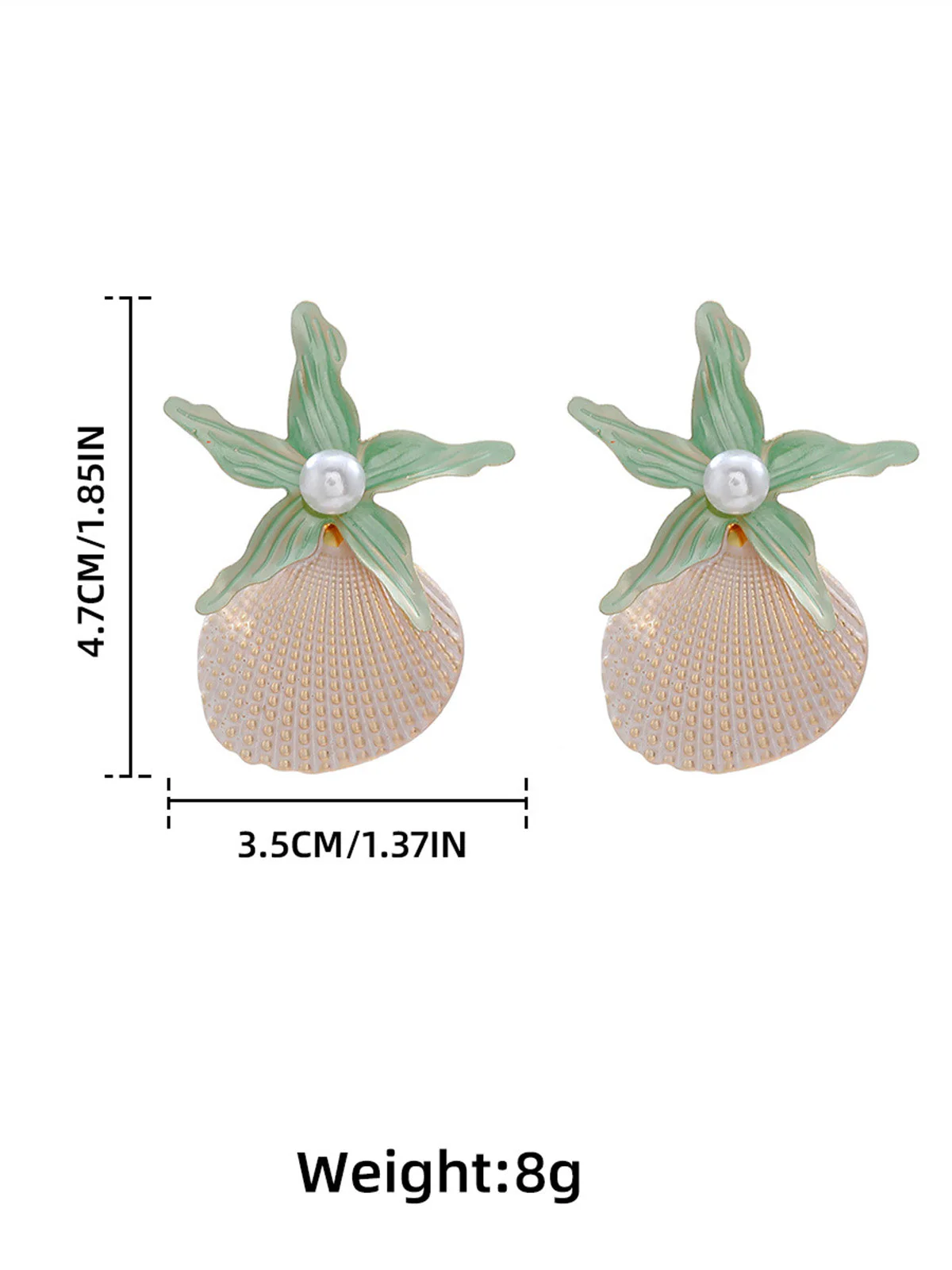 Retro Starfish Shell Faux Pearl Earrings - Image 7