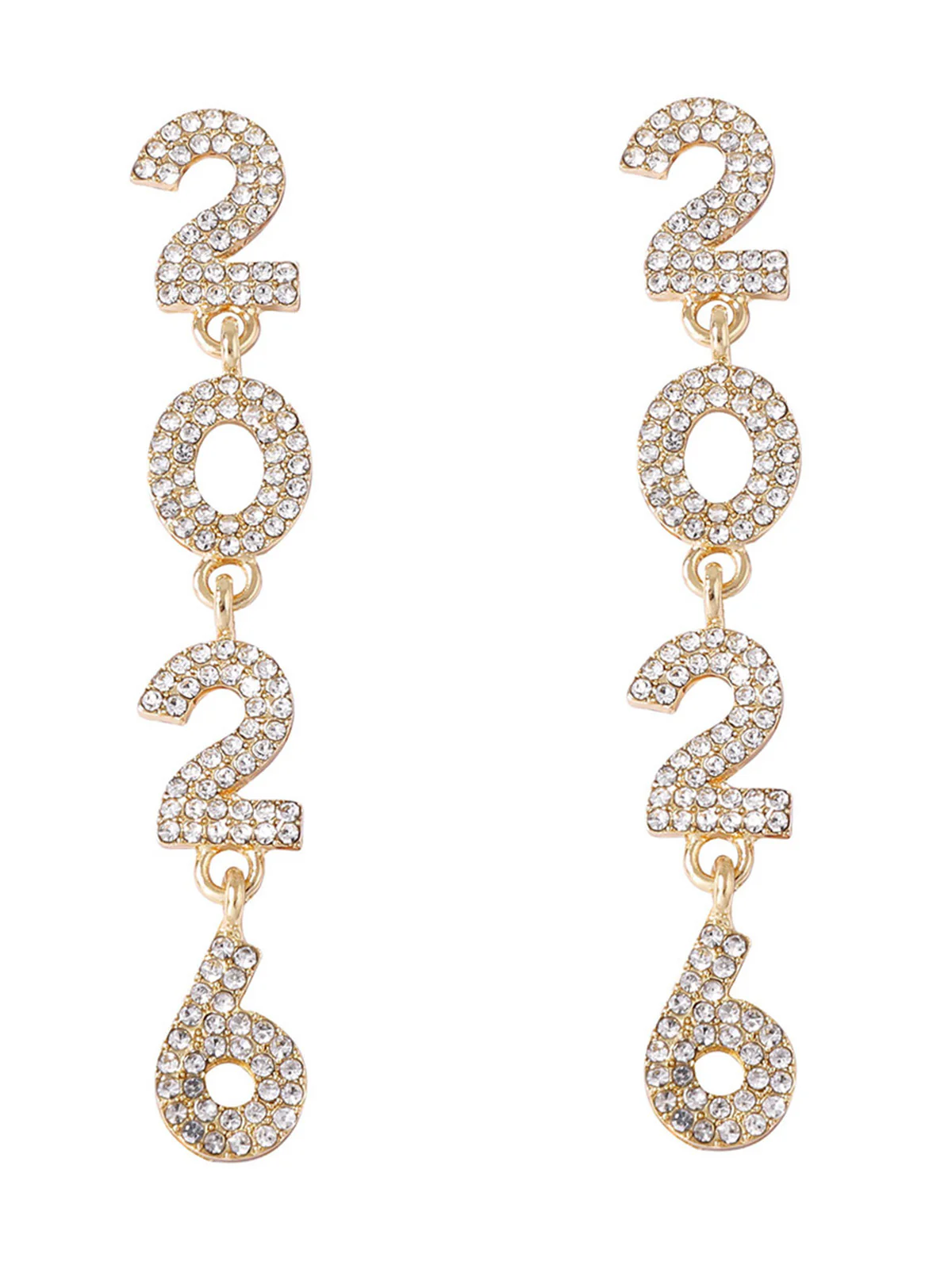 Rhinestone 2026 Colorful New Year's Drop Dangle Earrings