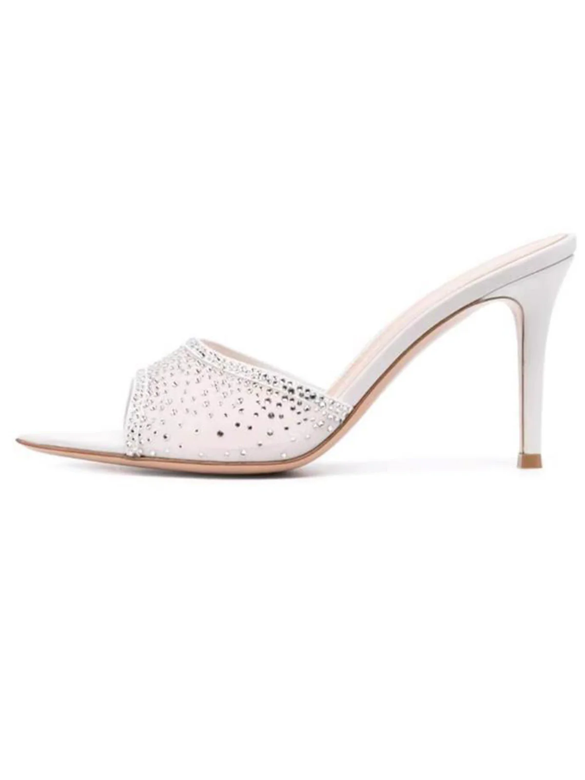 Rhinestone Pointed Toe High Heel Sandals - Image 7