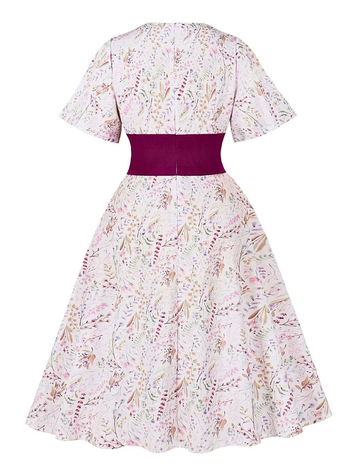 Rose Viole 1950s Sweetheart Bell Sleeves Floral Dress - Image 2