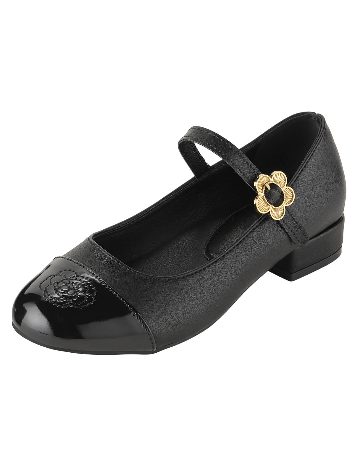Round Toe Flower Buckled Shoes - Image 3