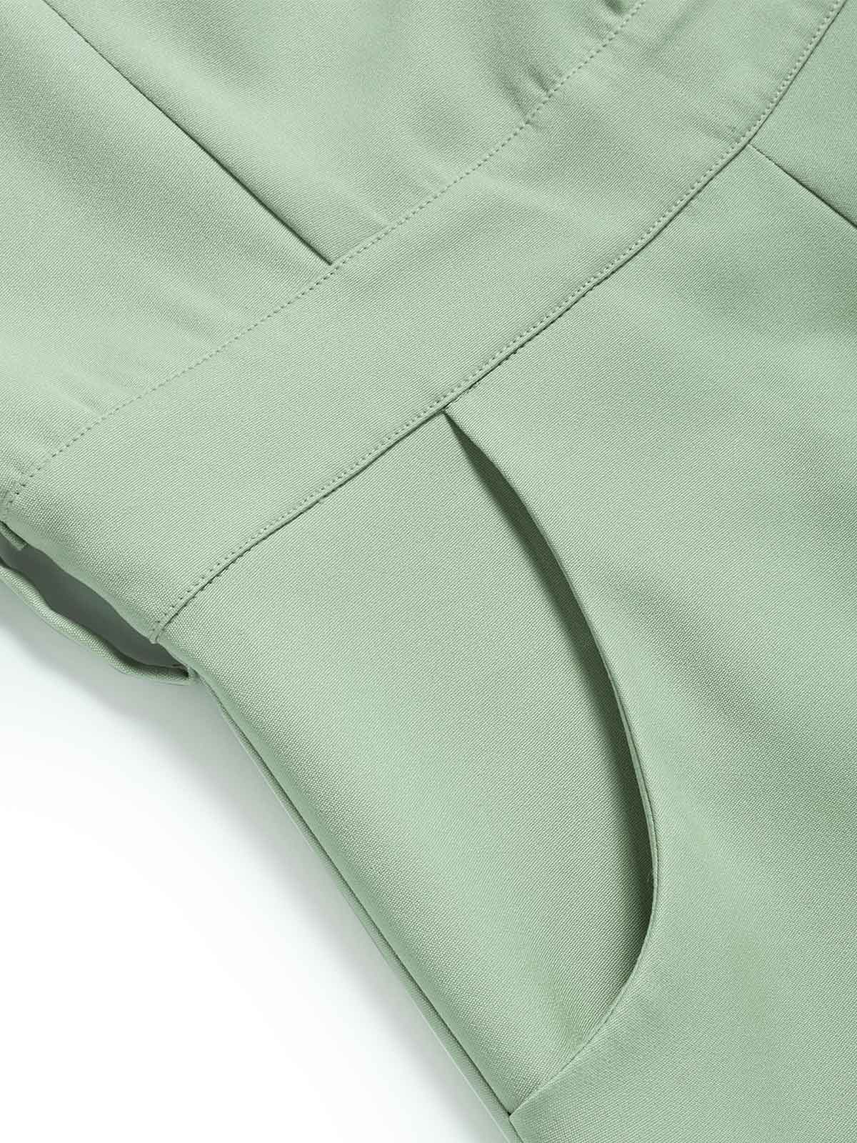 [Pre-Sale] Sage Green 1950s Bow Peter Pan Collar Belted Romper - Image 6