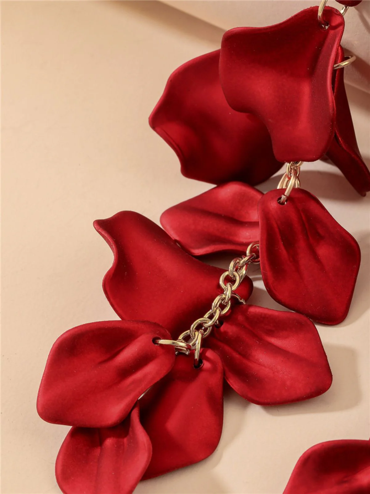 Satin Petal Flower Drop Earrings - Image 3