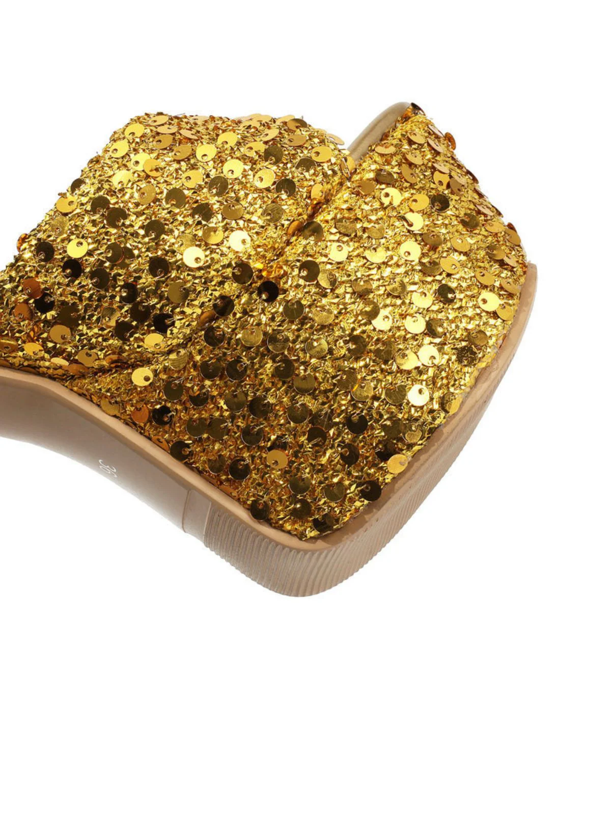 Sequin Studded Platform Mule Heels - Image 10