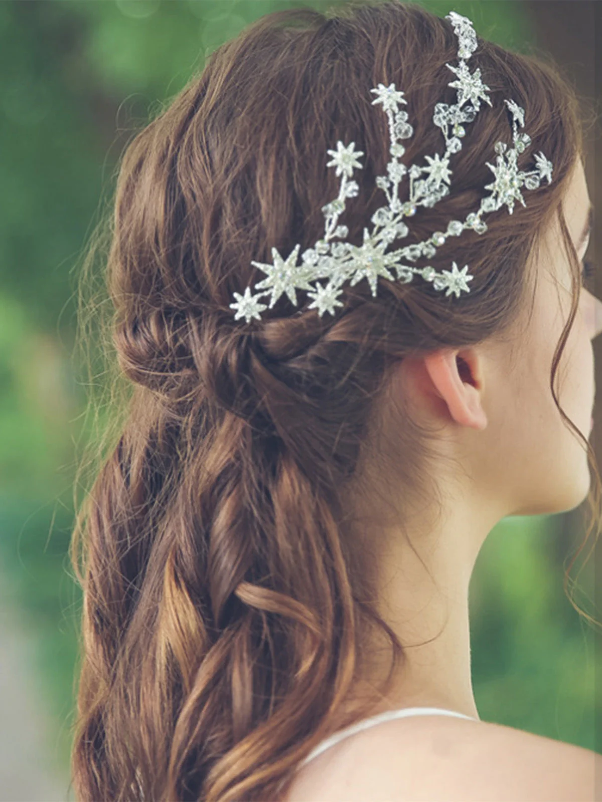 Silver Star Rays Rhinestone Hair Clip - Image 2