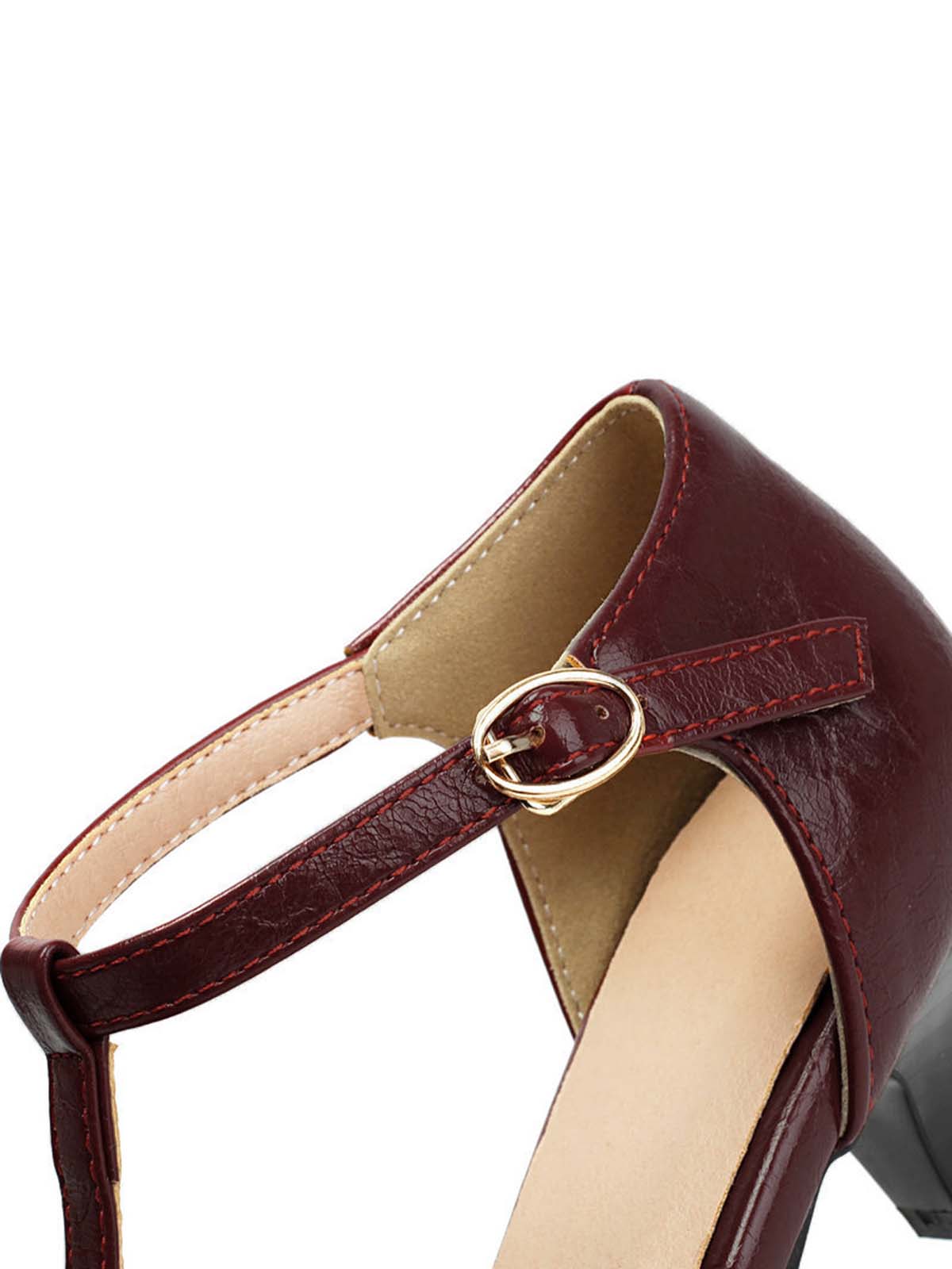 Solid Bow Ankle Strap Mary Jane Heels - Image 12