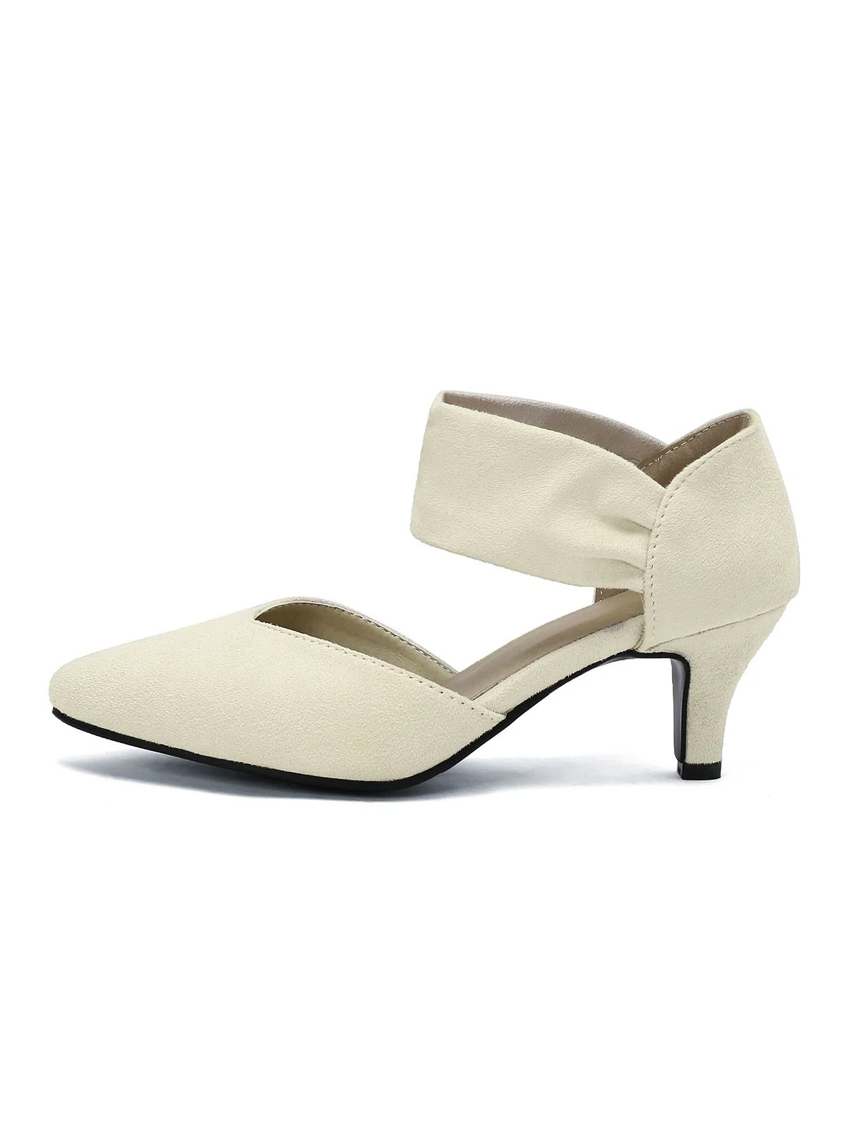 Solid Pointed Toe Suede Kitten Heels - Image 2