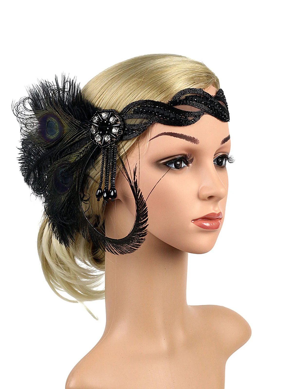 [US Warehouse] 1920s Feather Sequin Headband - Image 4