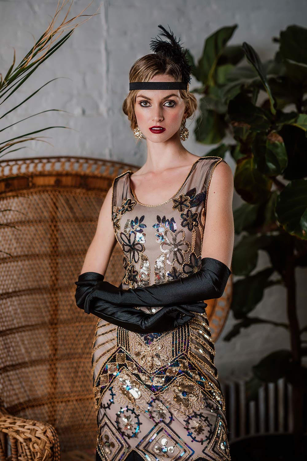 [US Warehouse] 1920s Floral Beaded Flapper Dress - Image 5