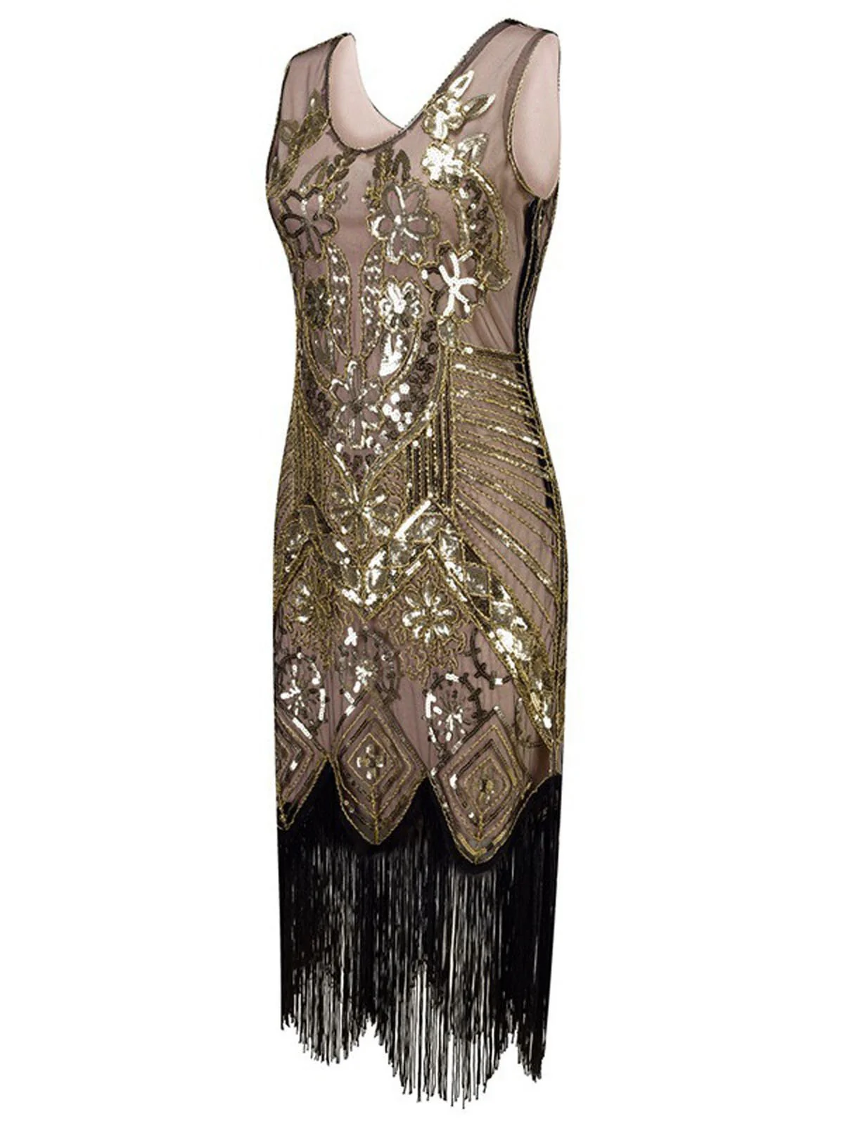 [US Warehouse] 1920s Floral Beaded Flapper Dress - Image 6