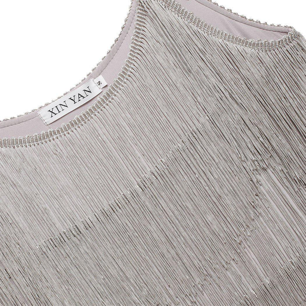 [Clearance] Belted Gray 1920s Fringe Gatsby Dress-US Warehouse - Image 10