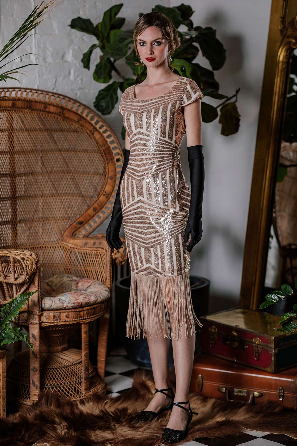 [US Warehouse] Pink 1920s Sequin Fringed Dress - Image 5