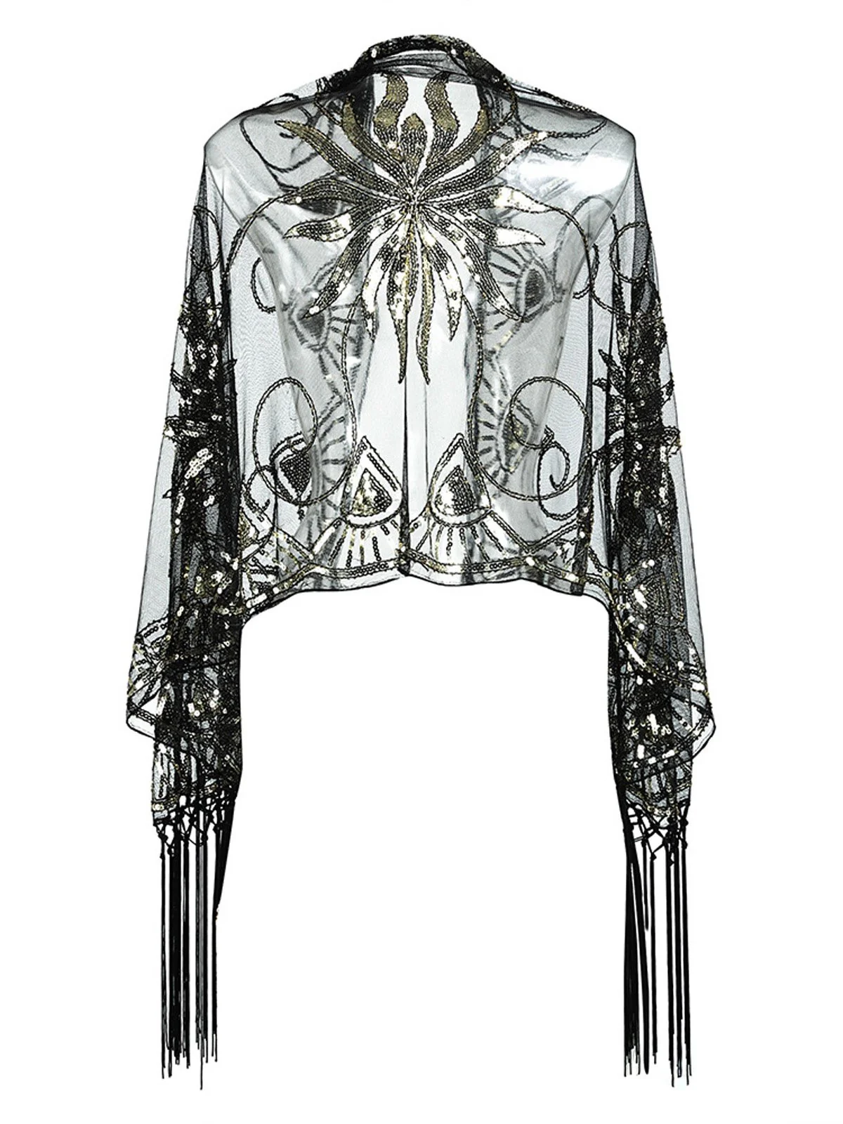 [US Warehouse] Vintage Sequin Handmade Fringed Cape - Image 2