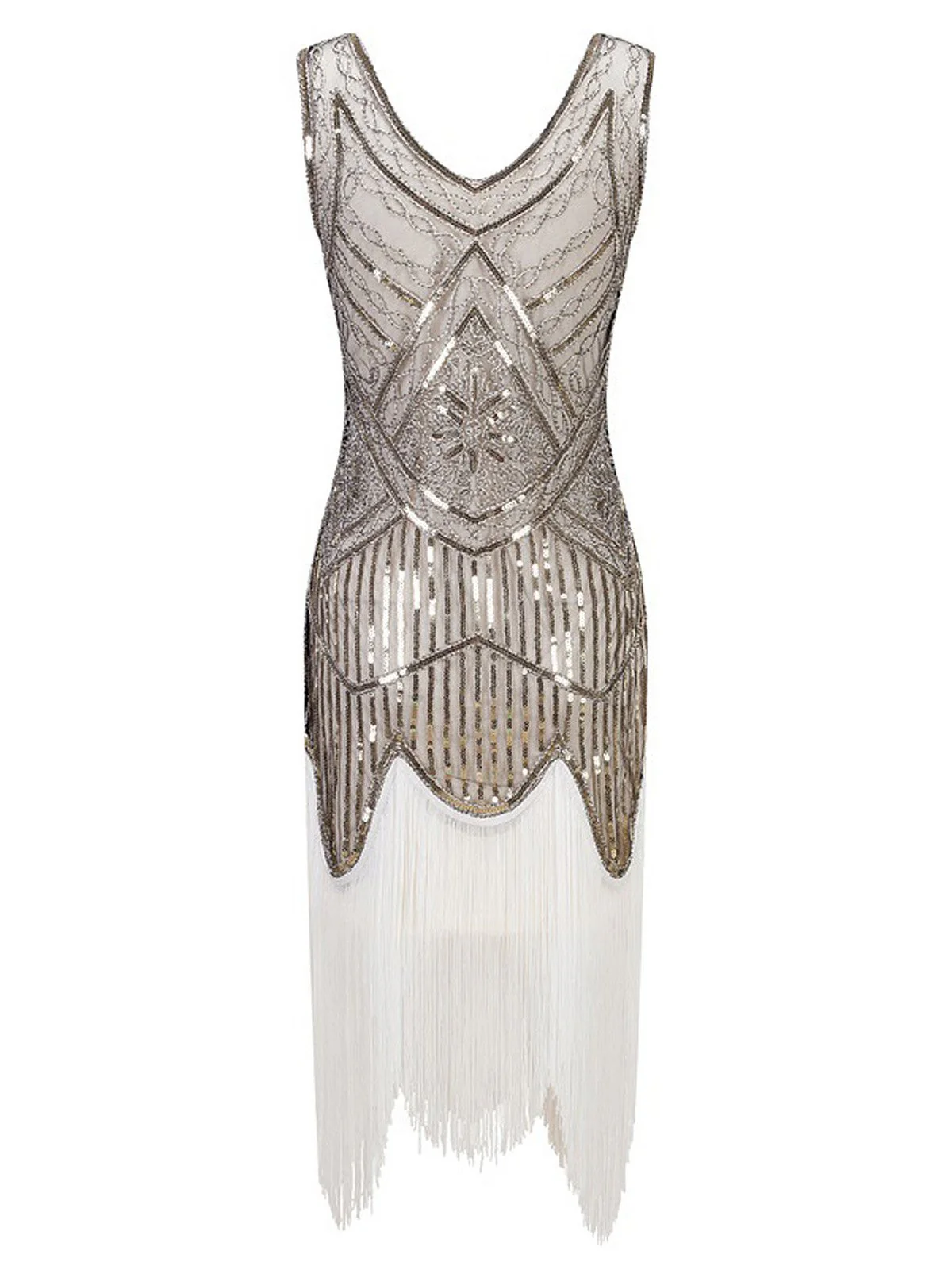 [US Warehouse] White 1920s Fringed Flapper Dress - Image 4