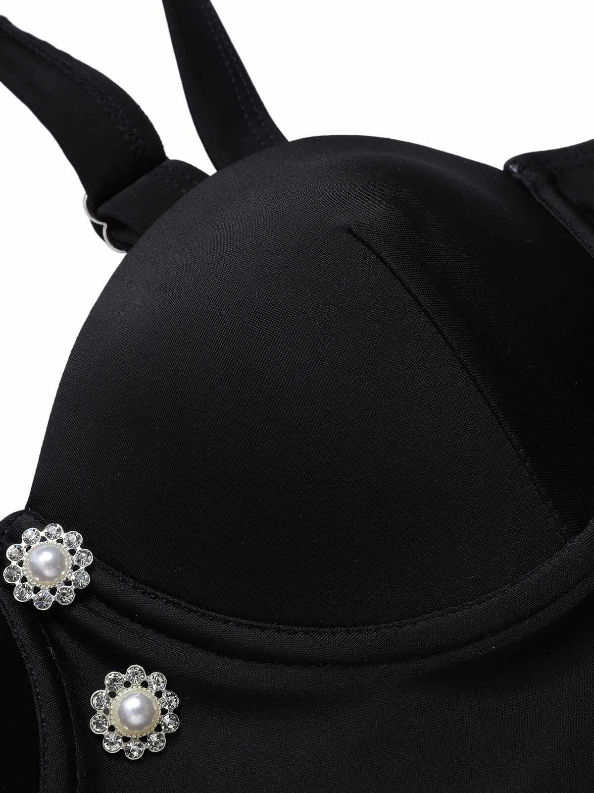 [US Warehouse] Black 1960s Polka Dots Mesh Swimsuit - Image 5