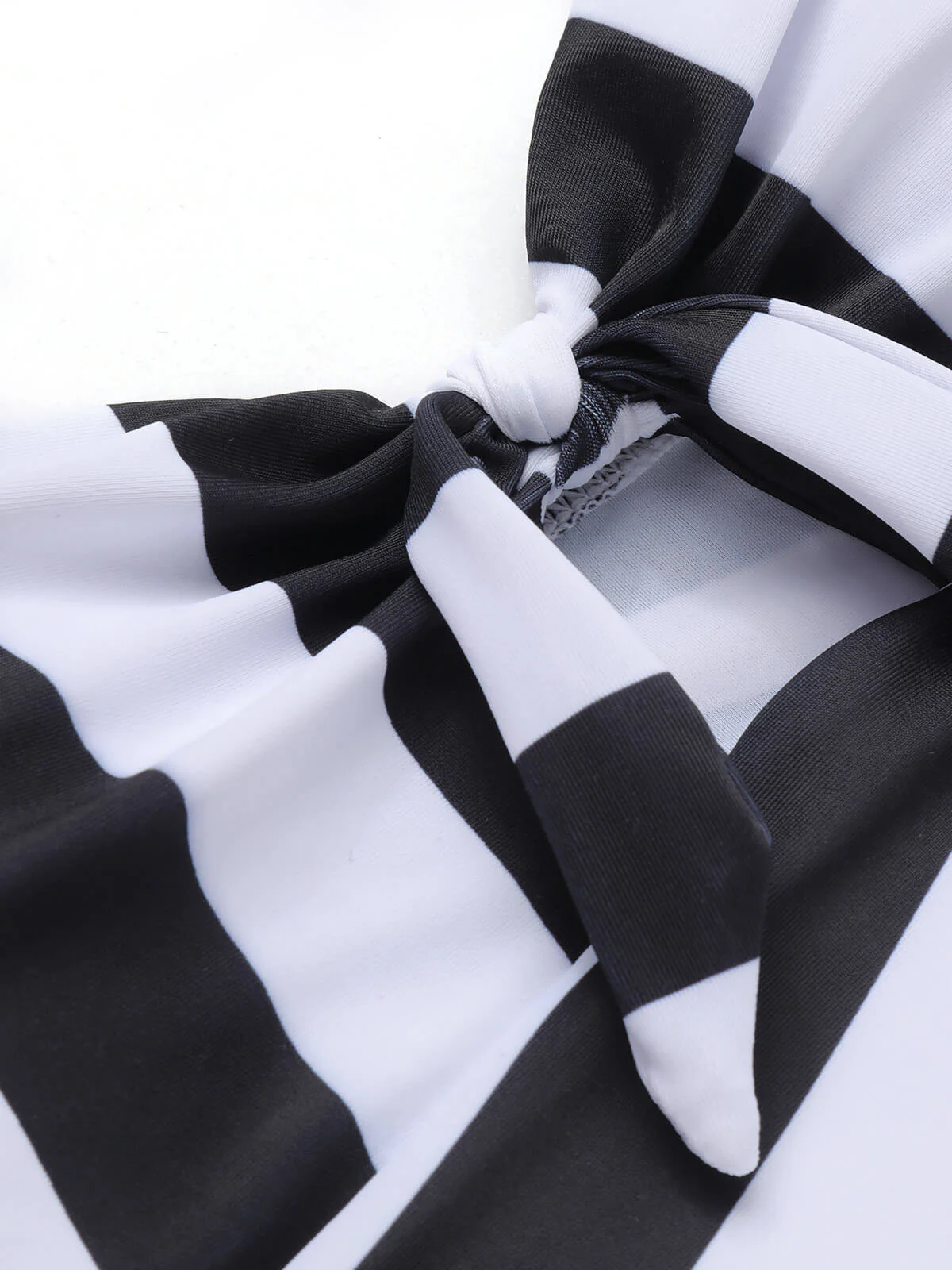 Black & White 1950s Barbie Stripes Halter Swimsuit - Image 7