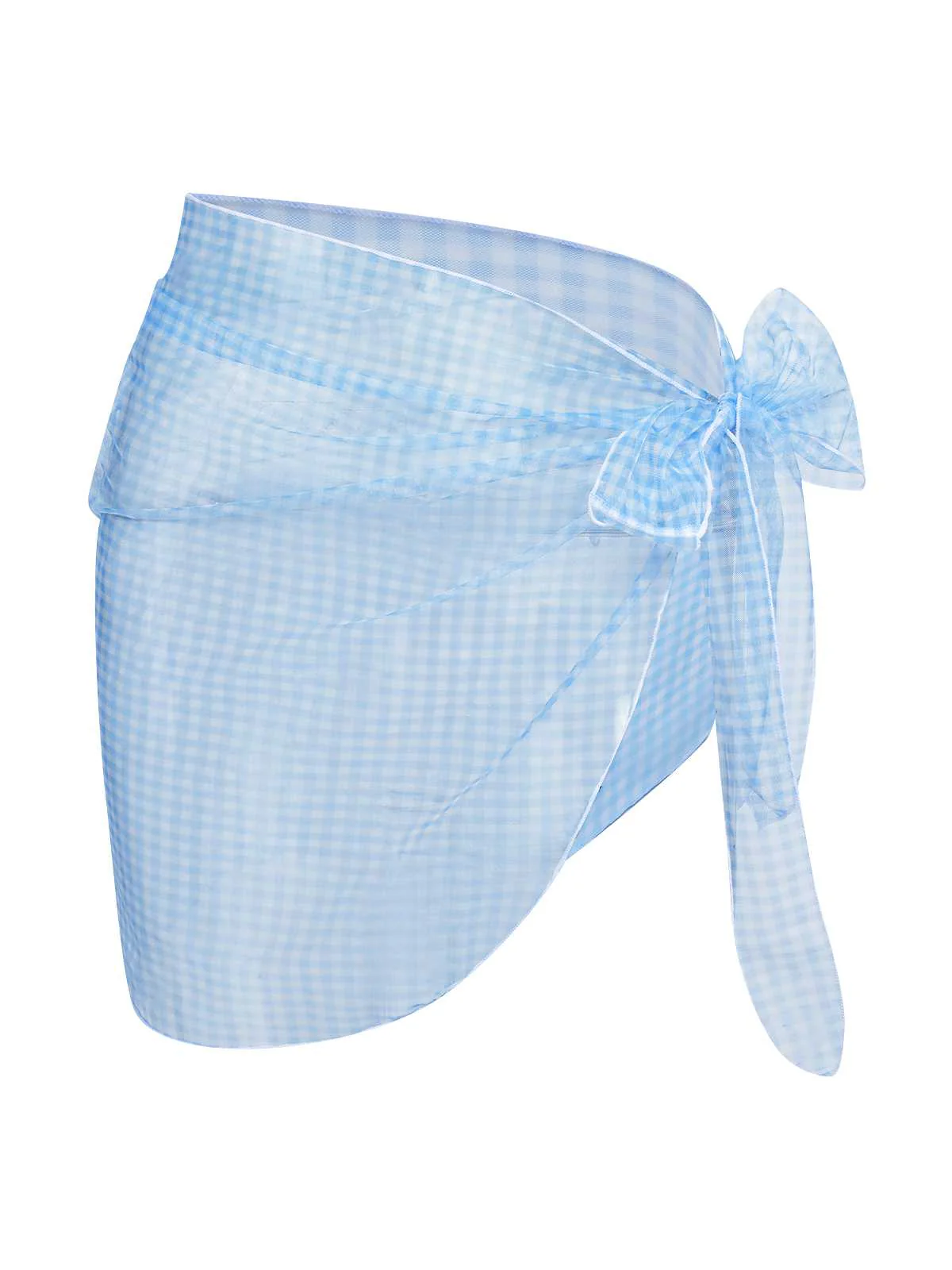 Blue 1950s Plaids Mesh Cover-Up - Image 3