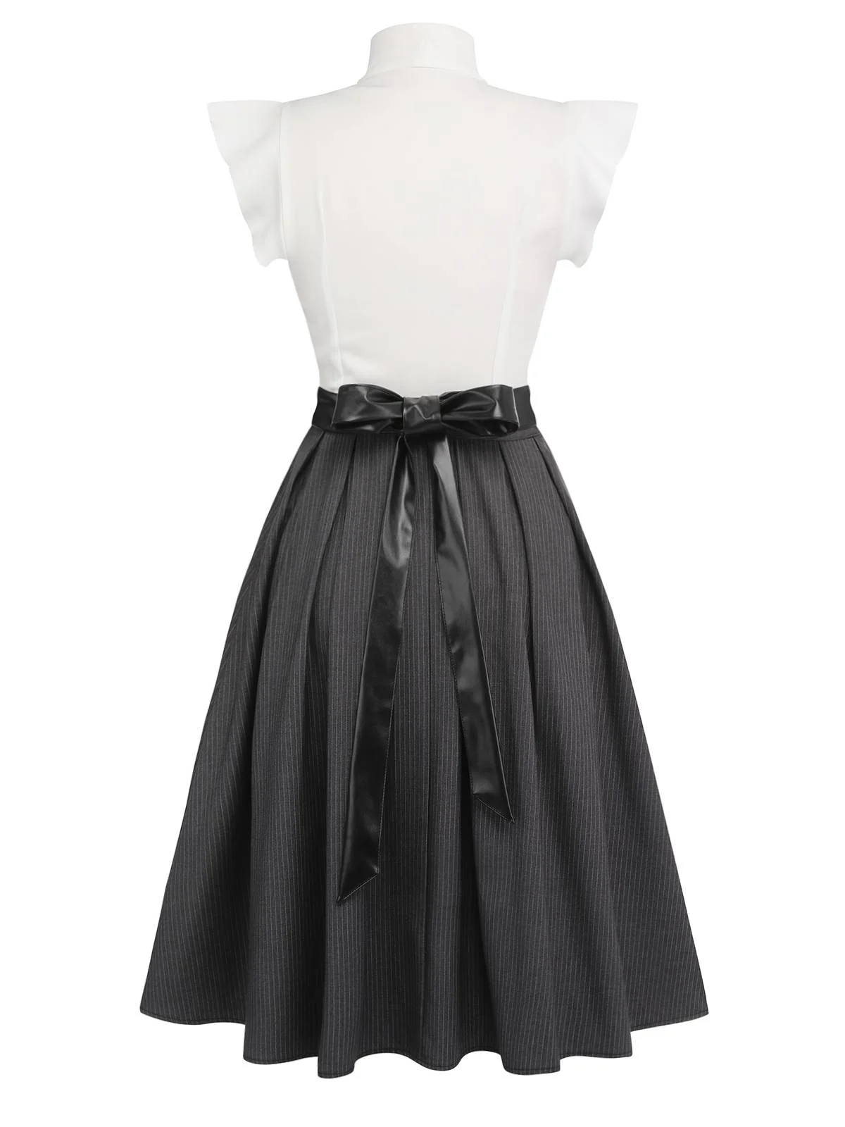 [Pre-Sale] White & Gray 1950s Lace-Up Swing Dress - Image 5