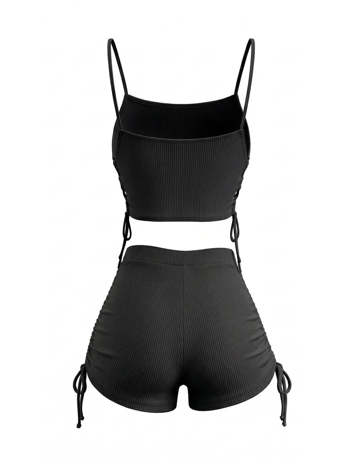 Vintage 1940s Spaghetti Strap Ruched Tankini Set - Image 2
