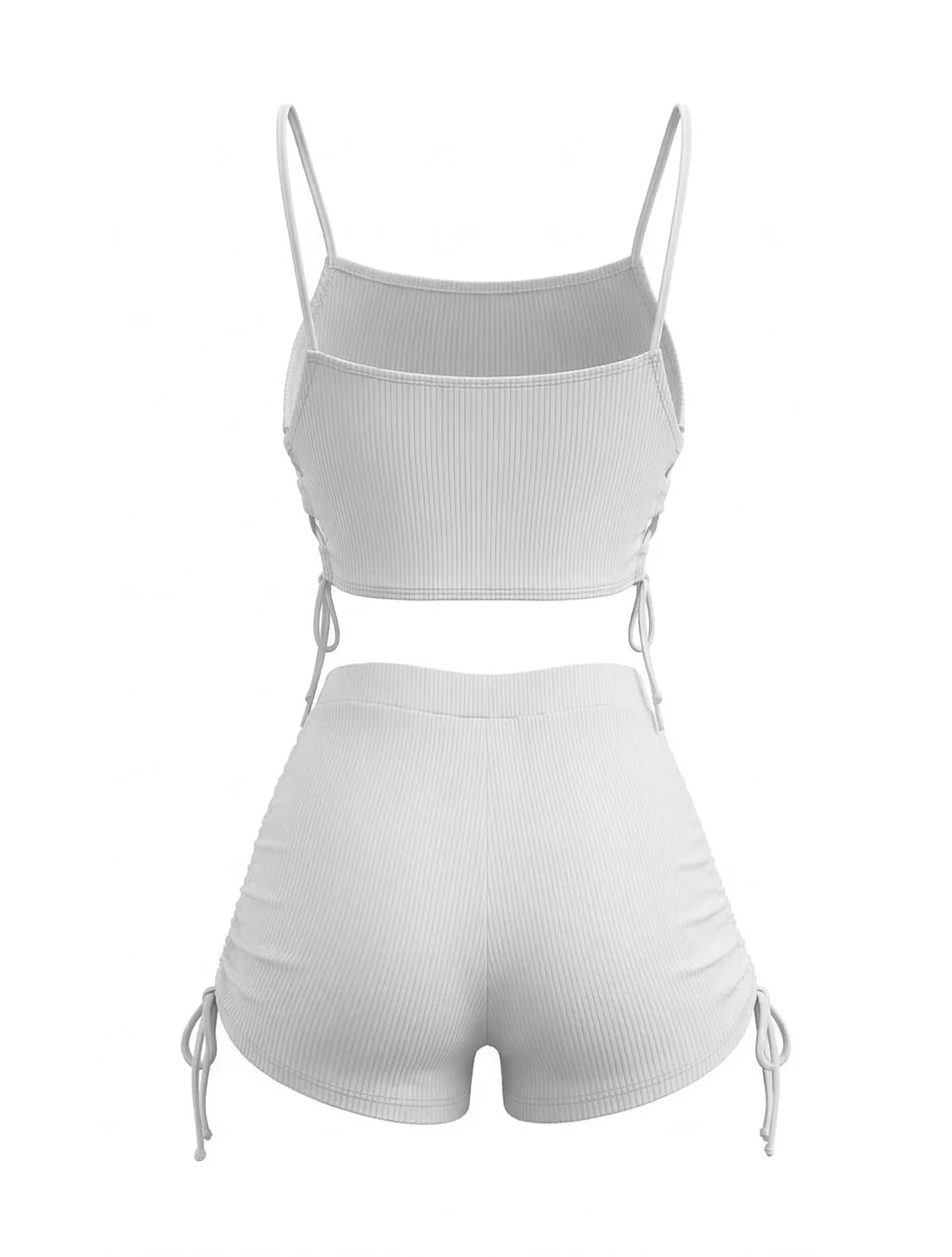 Vintage 1940s Spaghetti Strap Ruched Tankini Set - Image 4